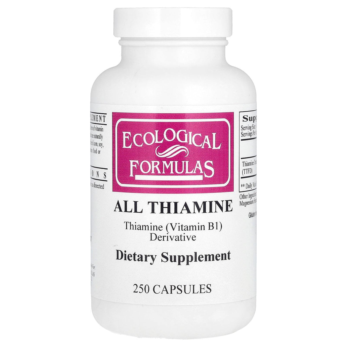 Ecological Formulas Thiamine Totale – bouteille, complément pratique pour le quotidien