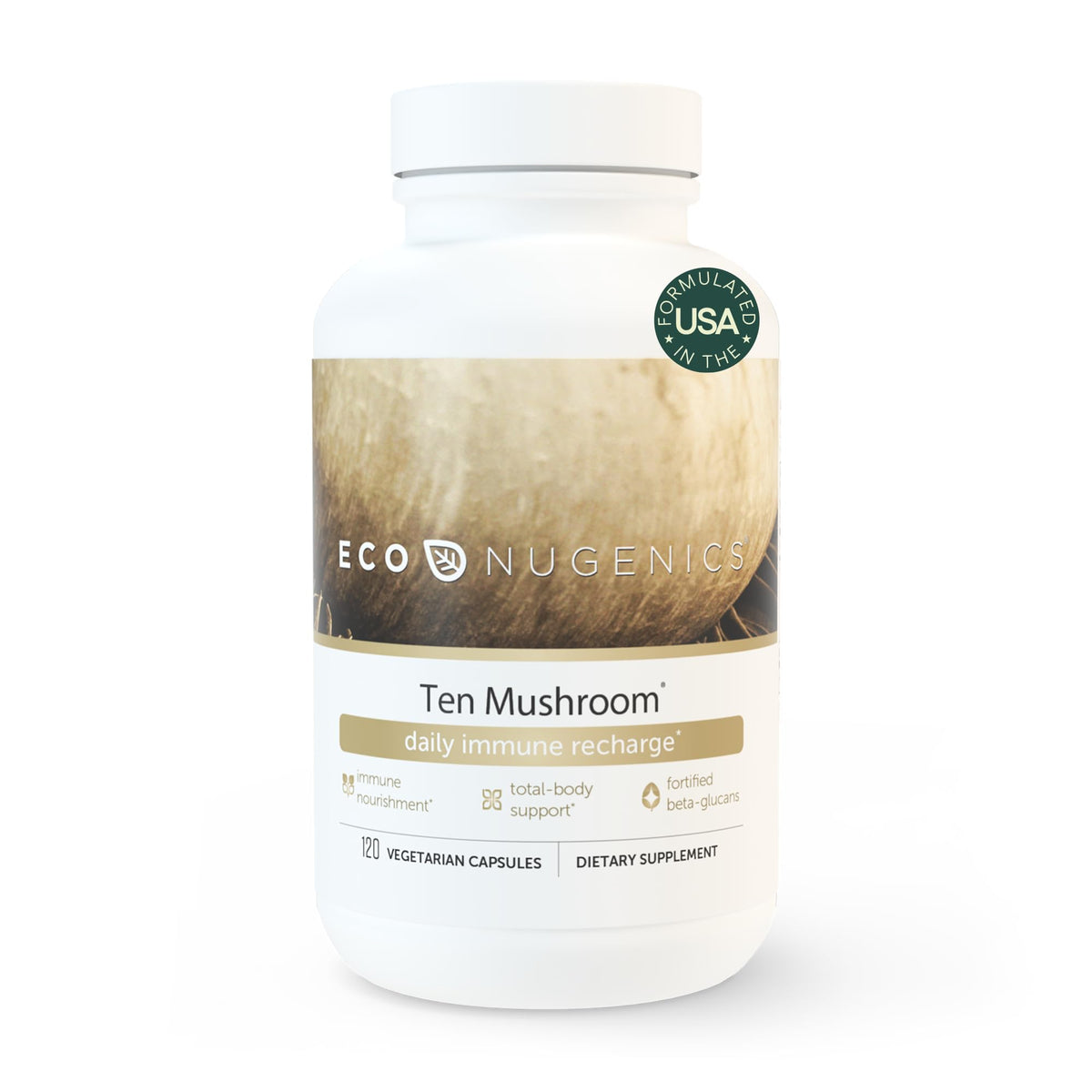 EcoNugenics: dix champignons en bouteille, soutien immunitaire quotidien.