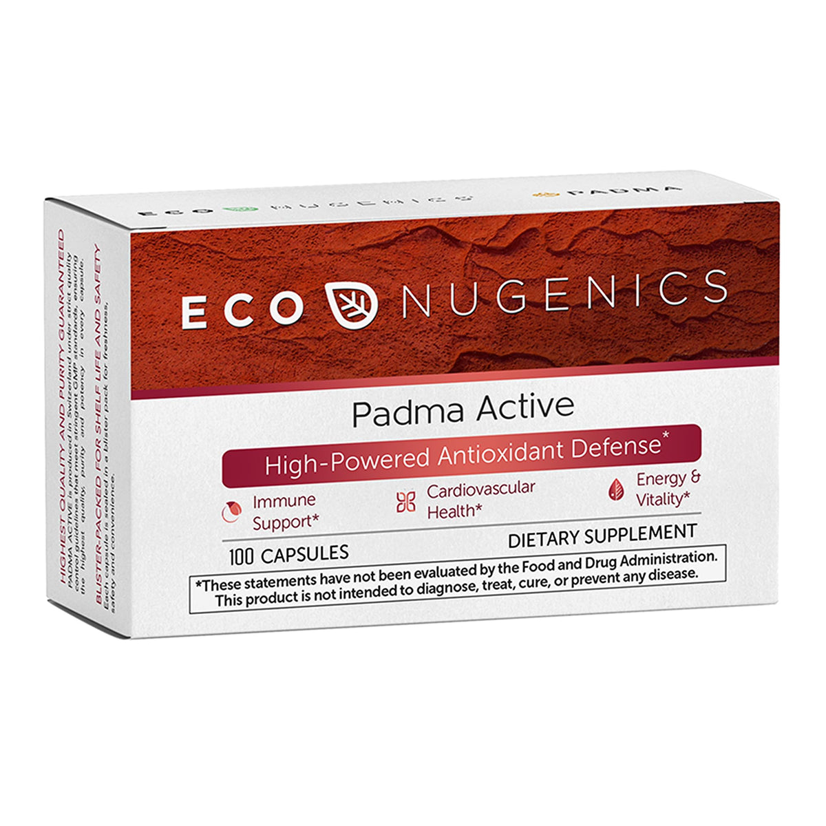 EcoNugenics Padma Active – bouteille et capsules, soutien énergie et collagène.