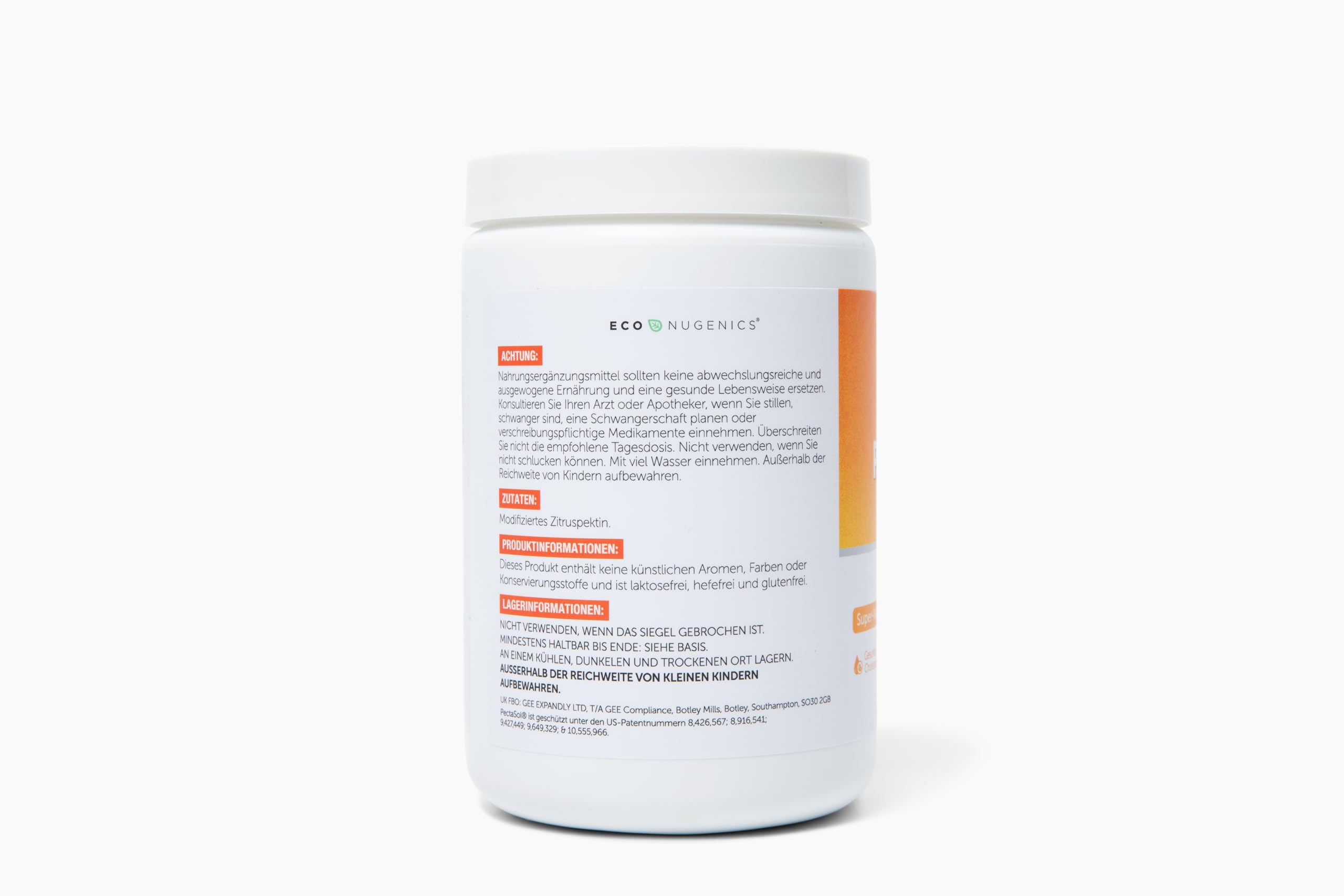 EcoNugenics PectaSol MCP gommes aromatisées – goût agrume et facilité d'utilisation.