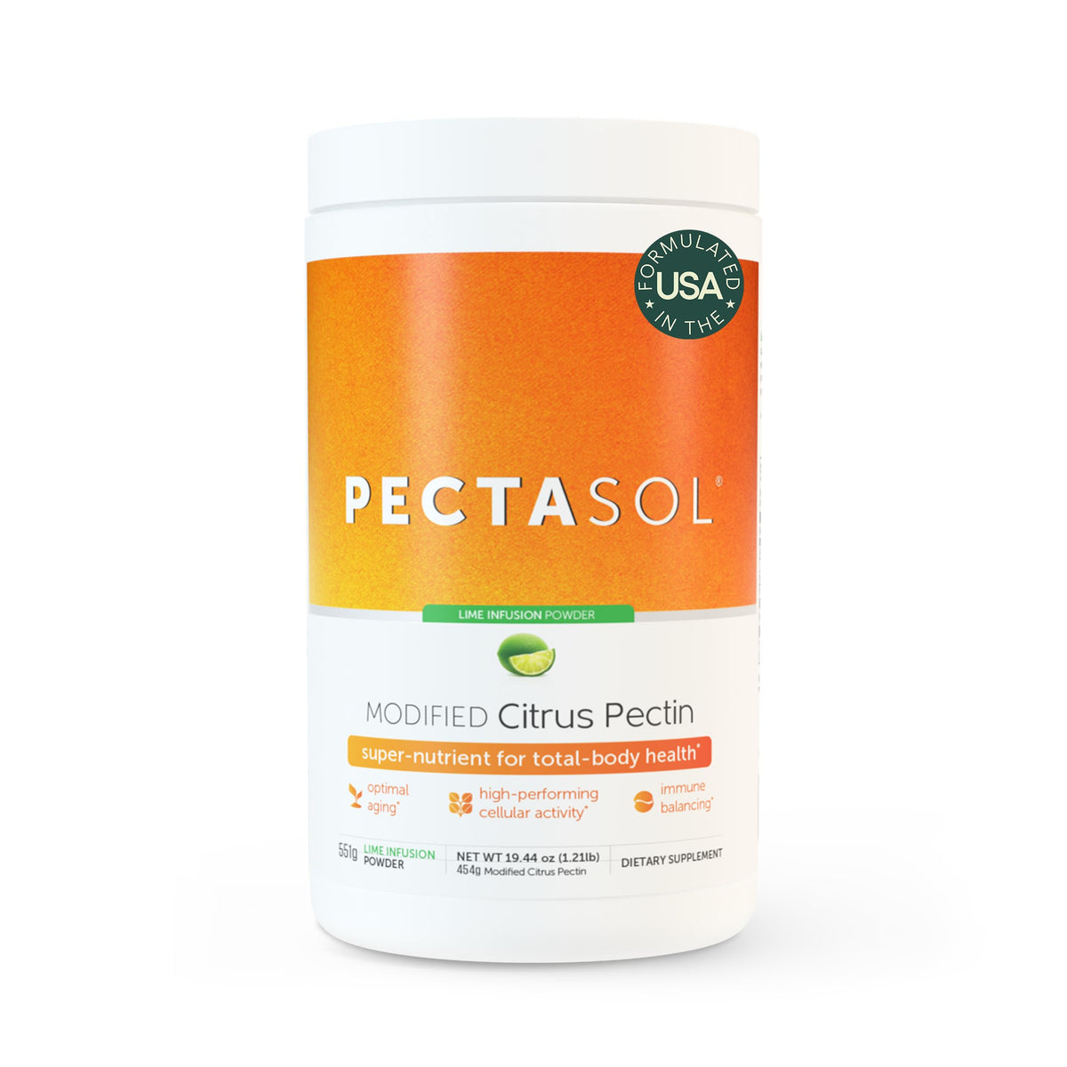 EcoNugenics PectaSol MCP poudre lime en bouteille, support potentiel à la santé générale