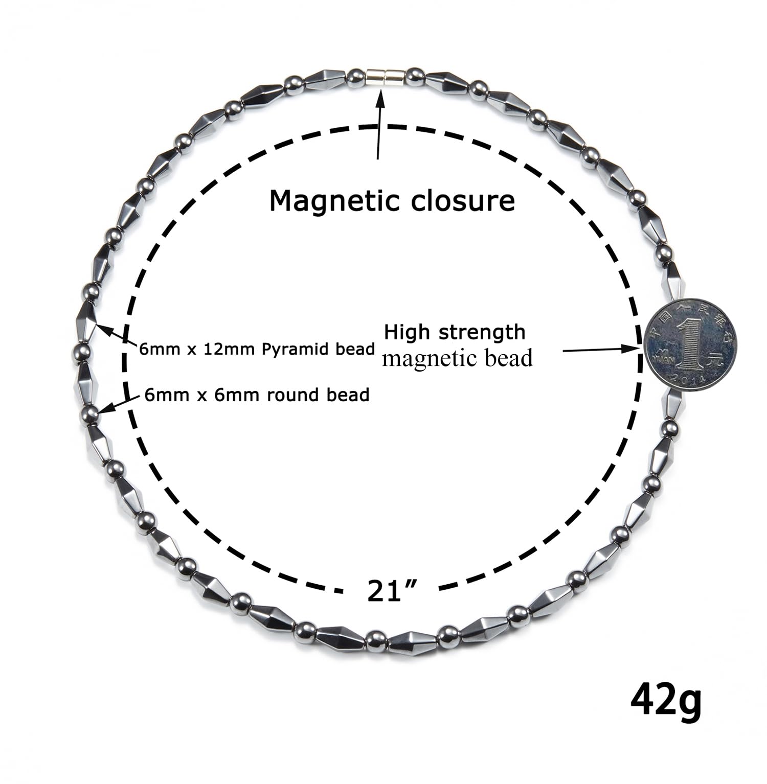 Collier Ecooon hematite dans sa boîte cadeau pratique