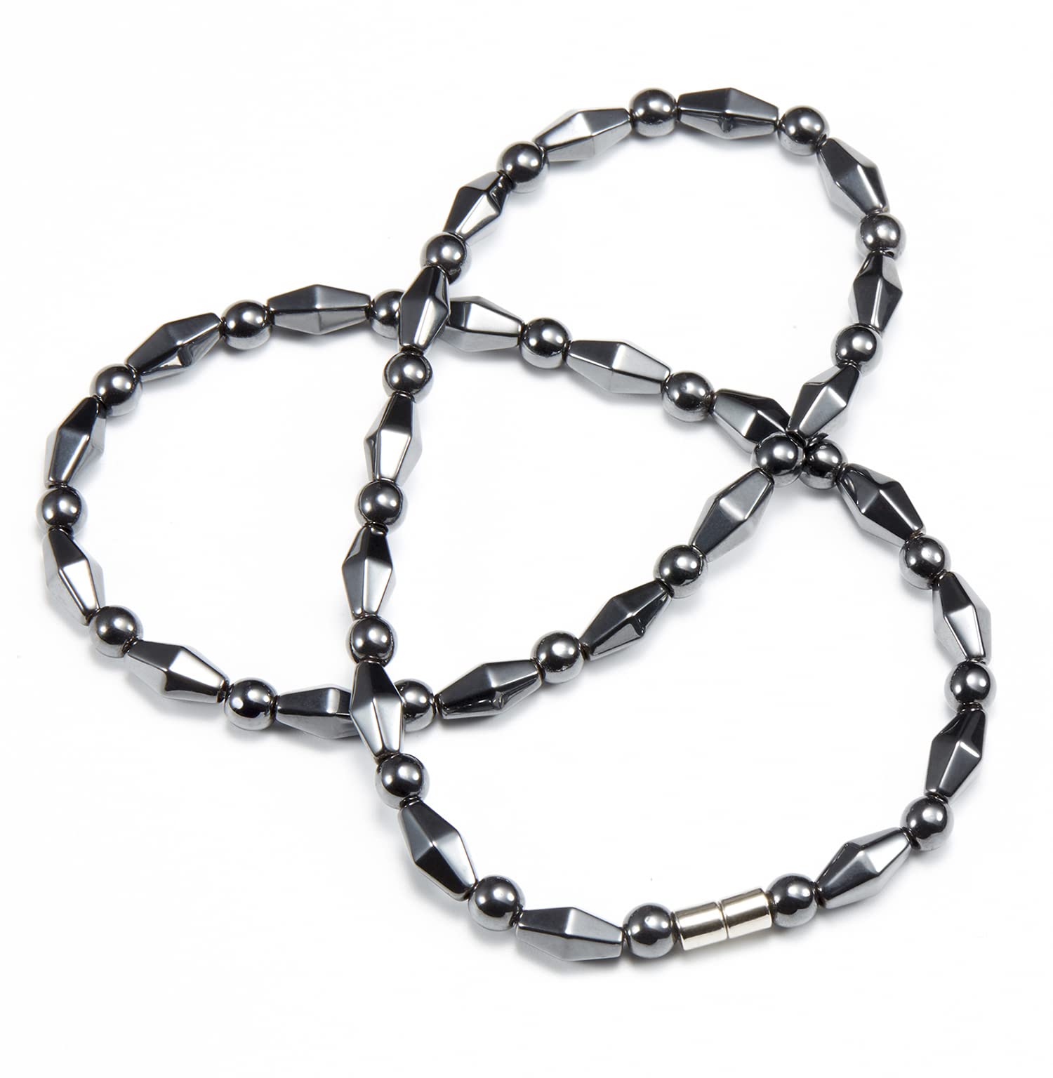 Ecooon hematite collier magnétique, perles 6mm, vue de face, style discret
