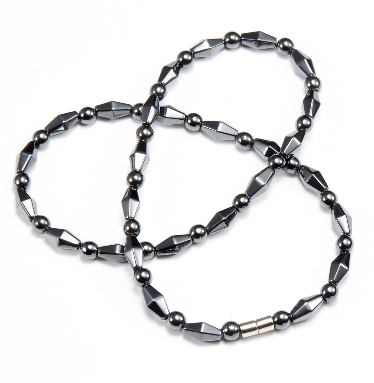 Ecooon hematite collier magnétique, perles 6mm, vue de face, style discret