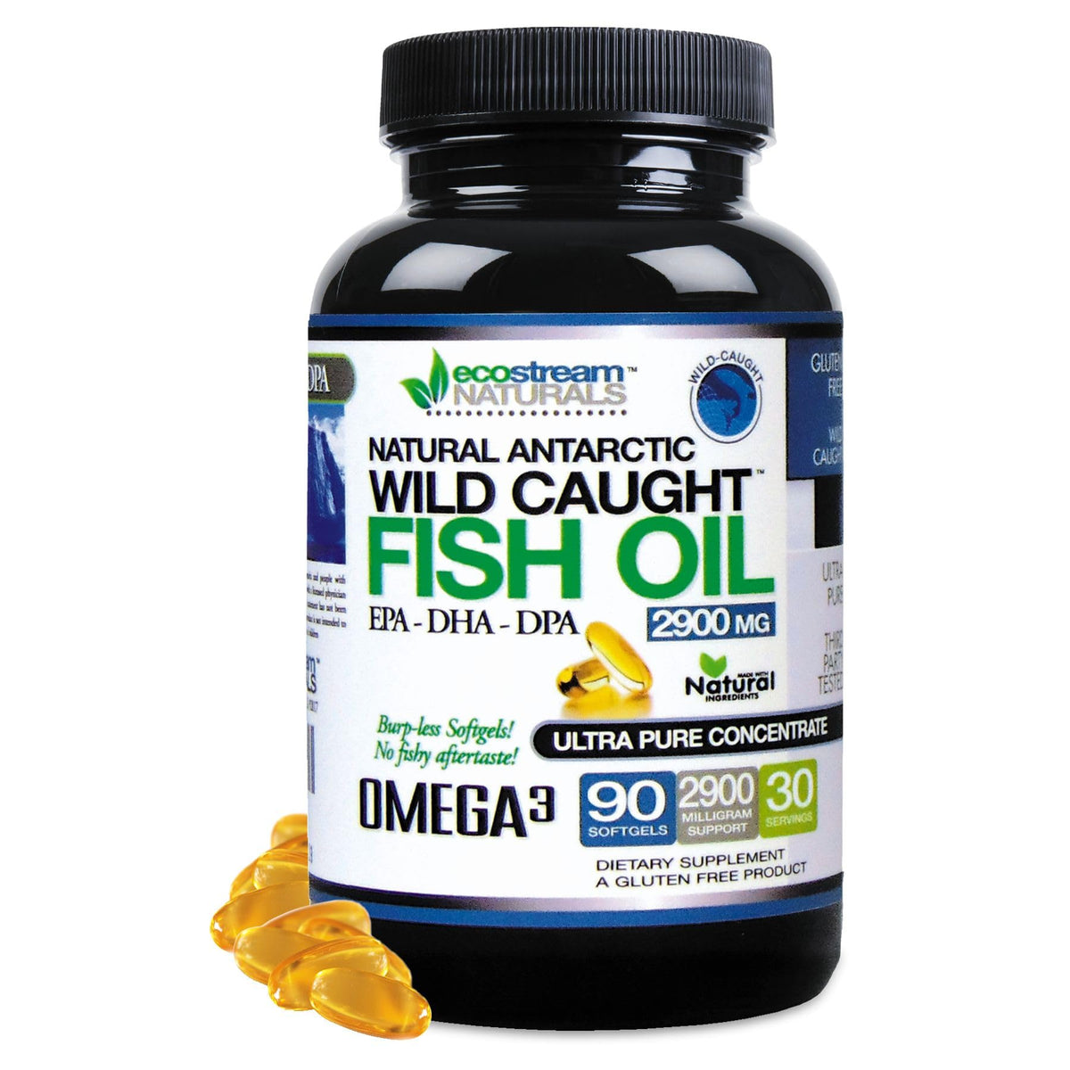 Ecostream Naturals Omega3 huile poisson bouteille – soutien bien-être quotidien