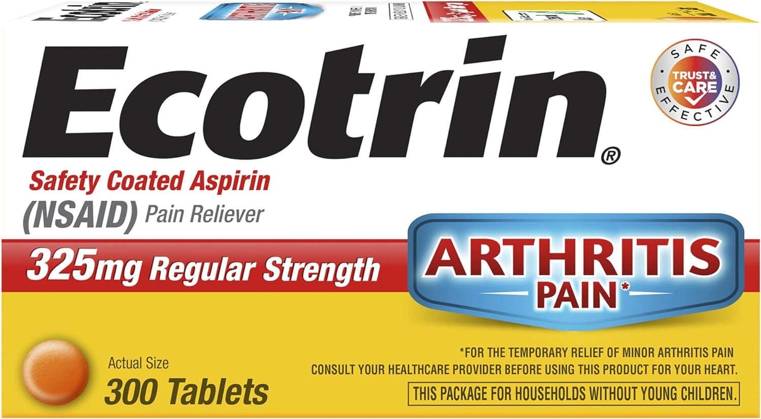 Ecotrin flacon d'aspirine 325 mg, enrobage entérique réduit l'irritation gastrique.