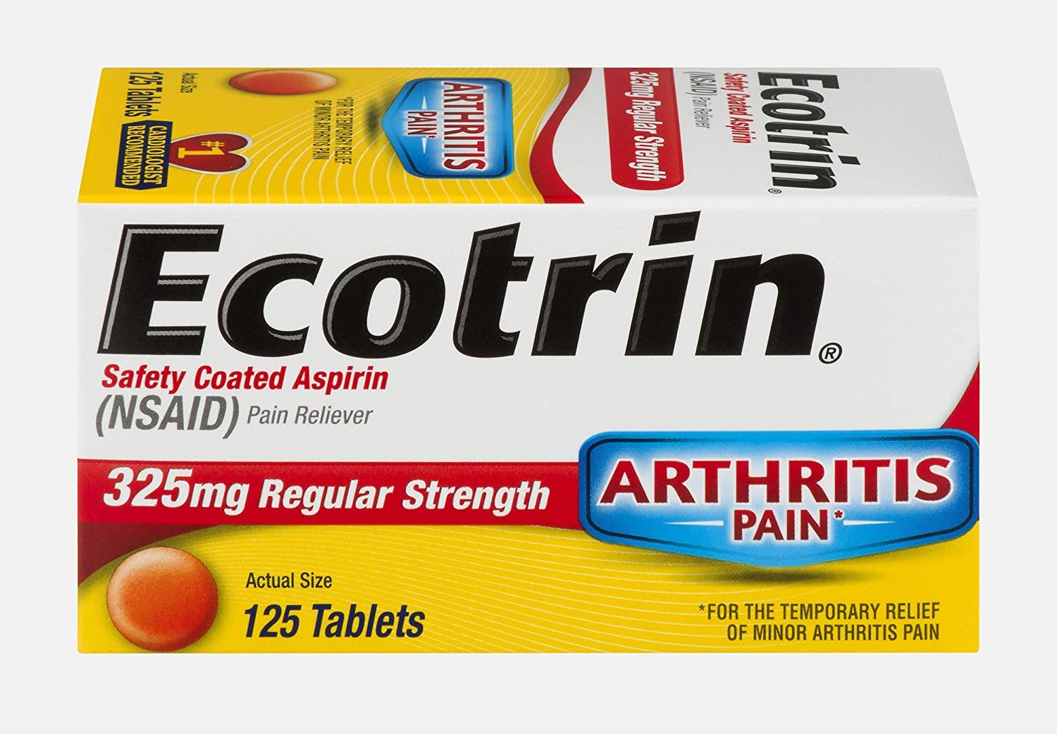 Ecotrin 325 mg enterique dans le flacon, facilité de prise et protection de l’estomac.