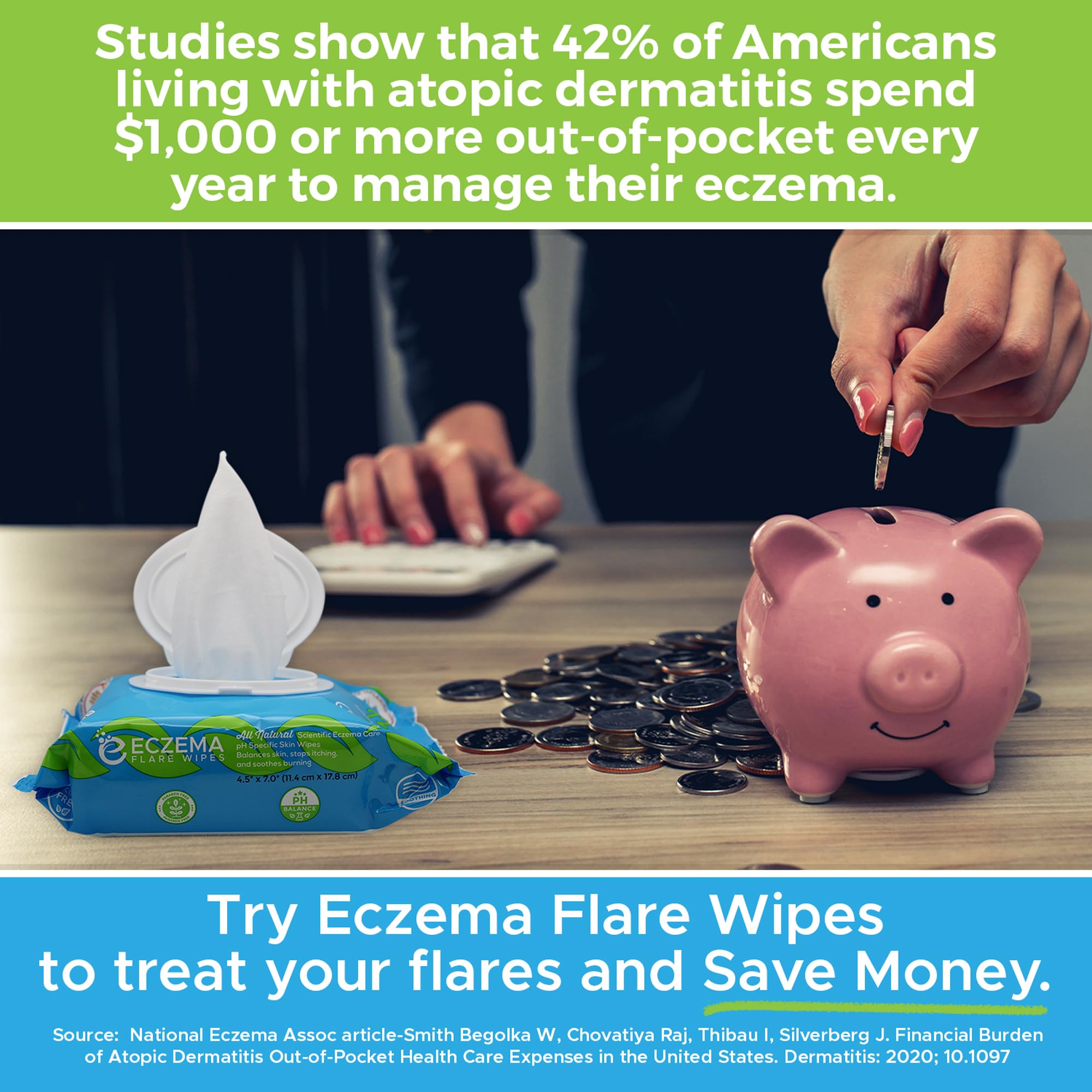 Effet frais et apaisant des Eczema Flare Wipes après application