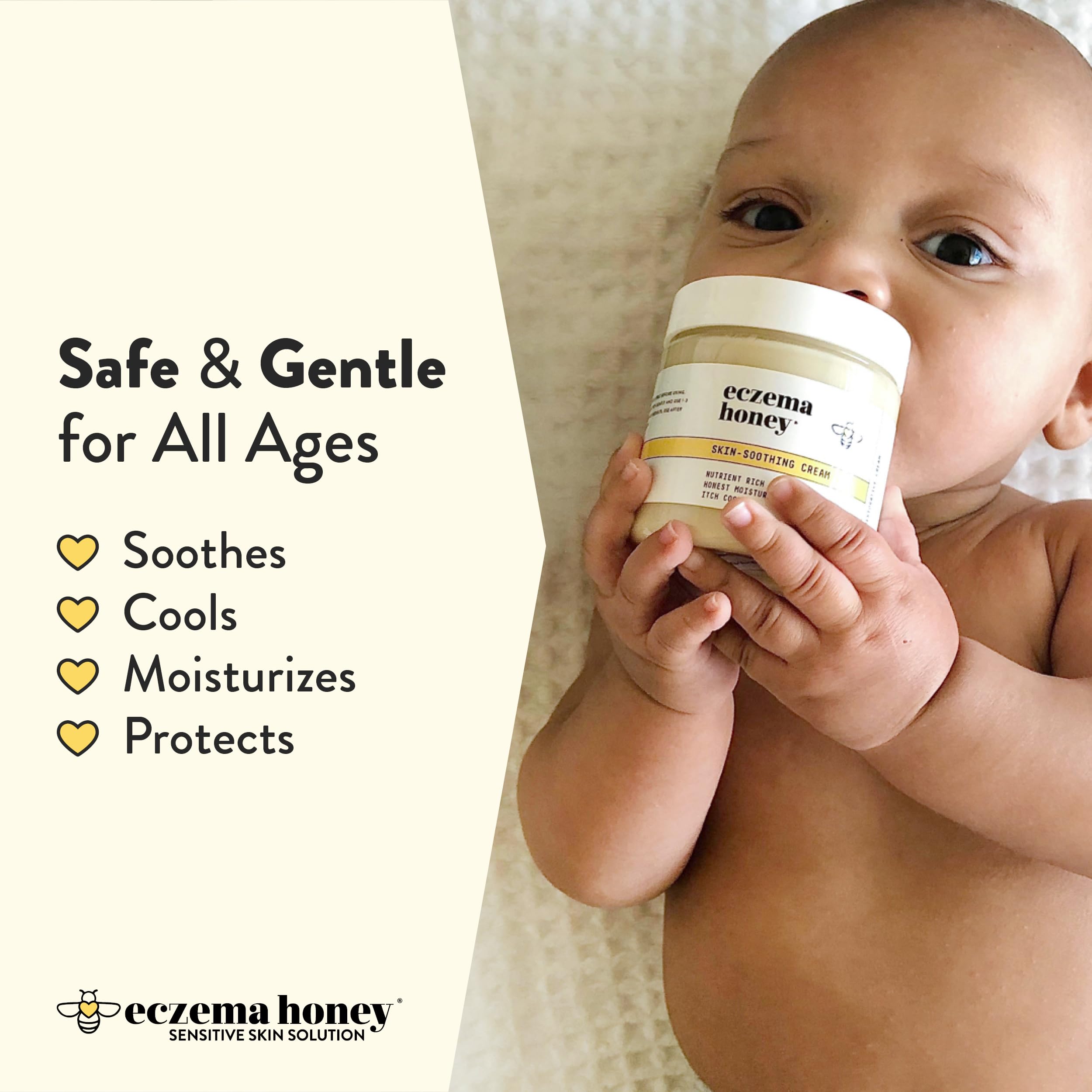 ECZEMA HONEY - image bouteille-pompe, utilisation quotidienne pratique.