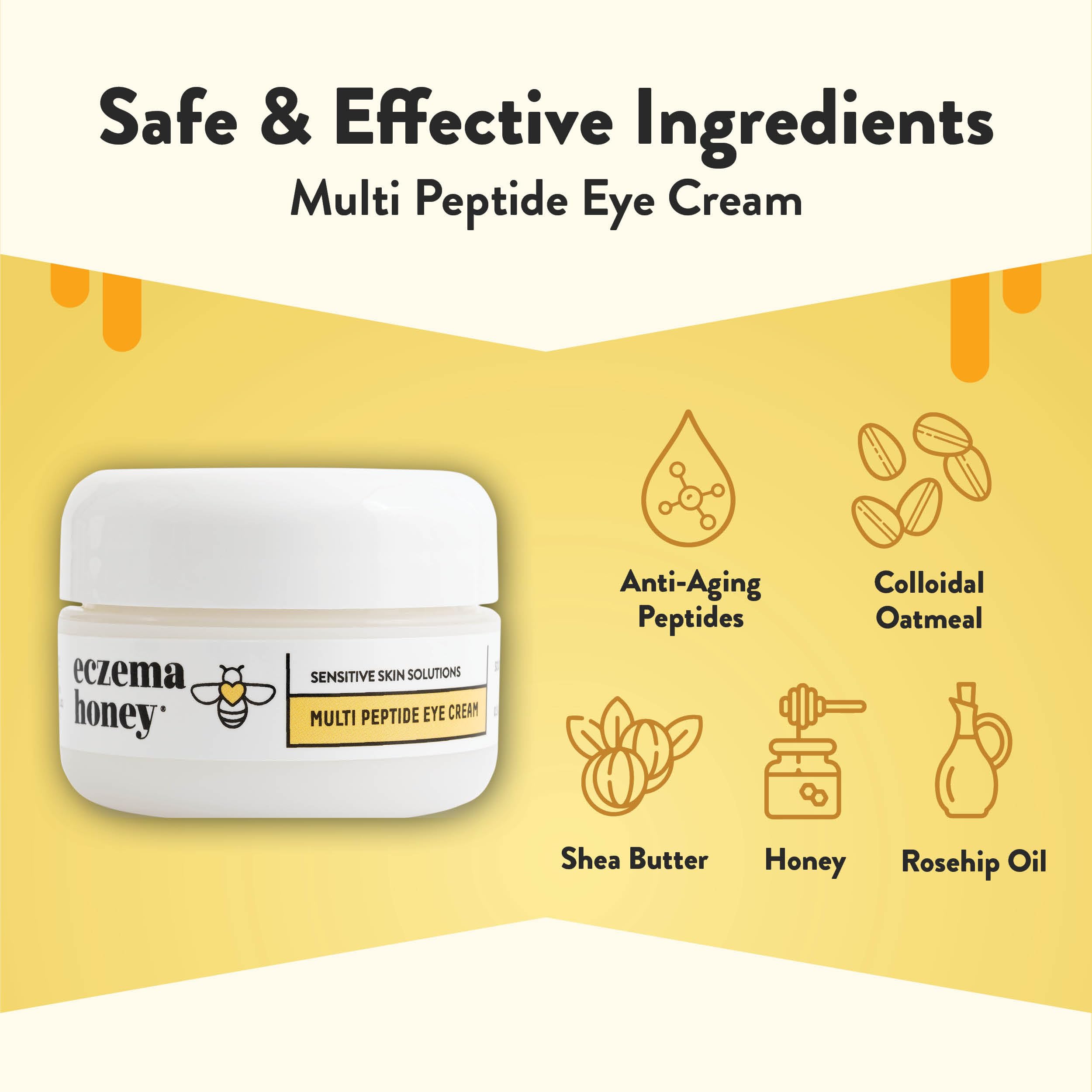 Texture riche de la crème contour des yeux Eczema Honey, apaise peau sèche