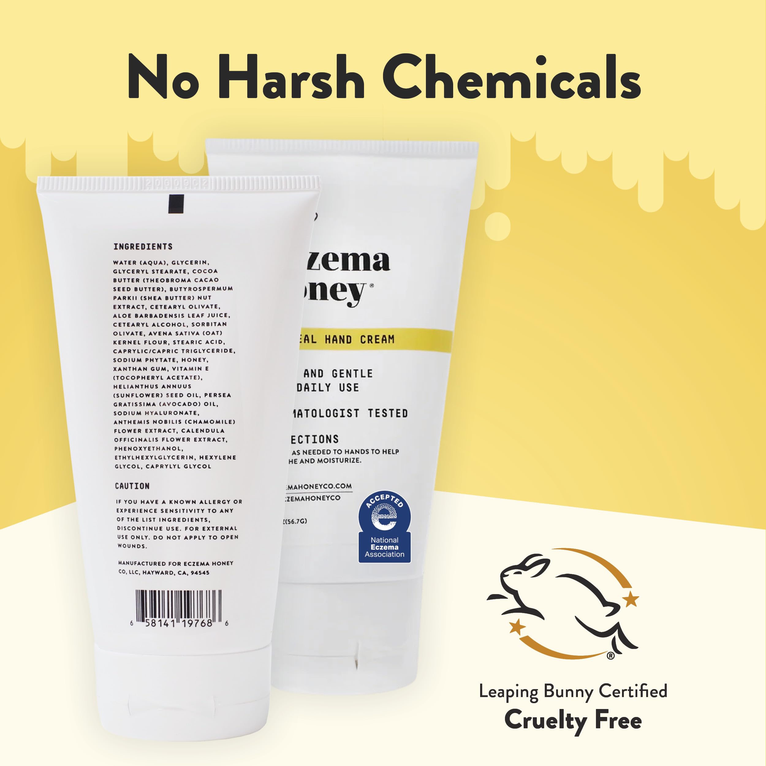 ECZEMA HONEY - certifiée Leaping Bunny et acceptée par l'Association Nationale de l'Eczéma