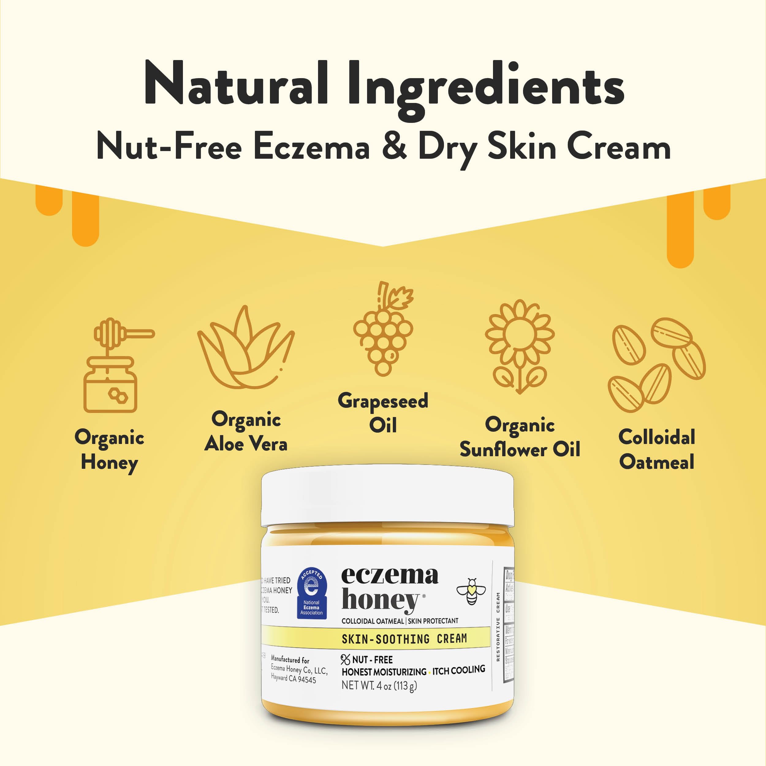 ECZEMA HONEY – Crème pour le corps apaise les zones sèches et irritées.