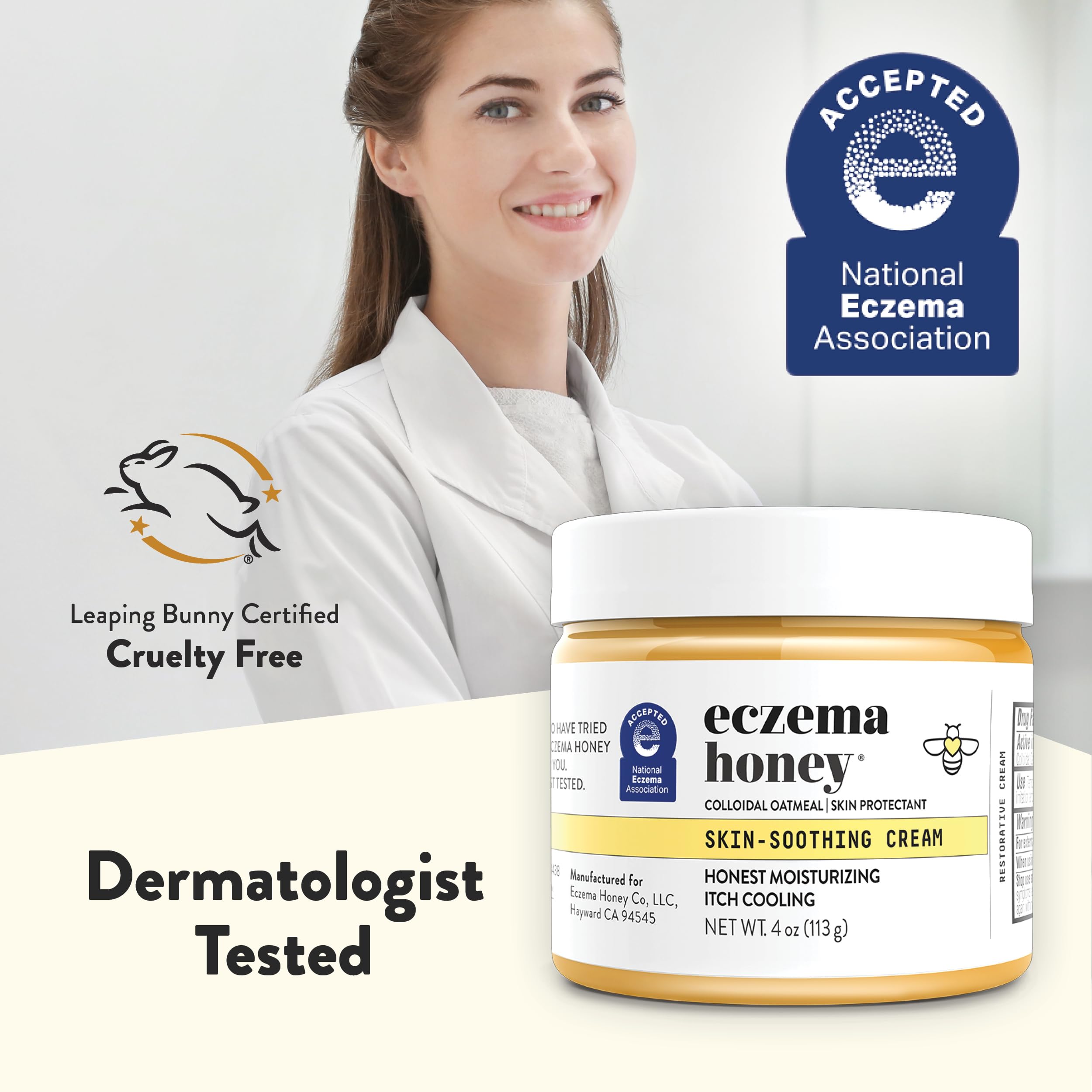 ECZEMA HONEY - formule sans produits agressifs et cruauté, adaptée à toute la famille.