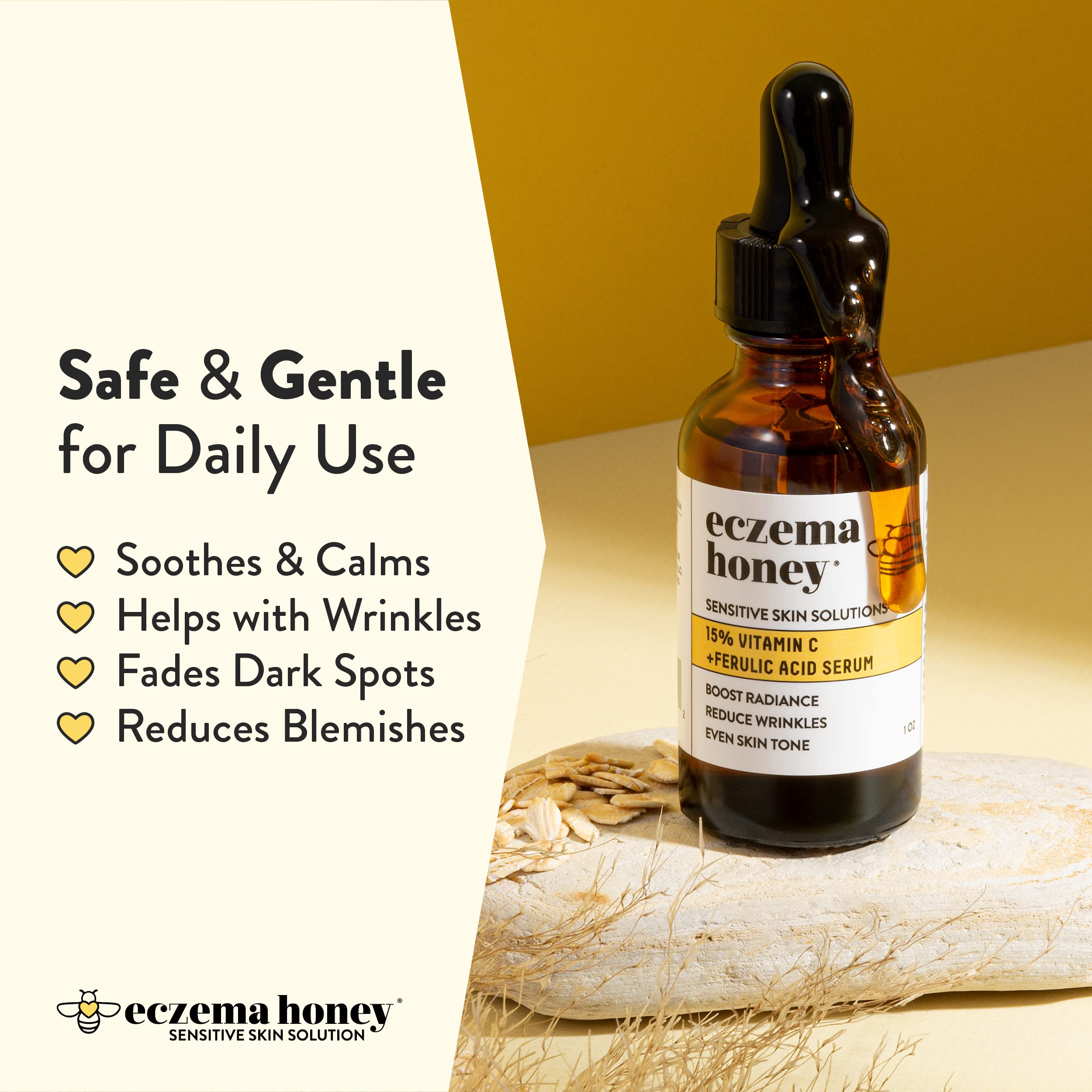 ECZEMA HONEY sérum ingrédients miel et avoine apaisants pour peau sensible.