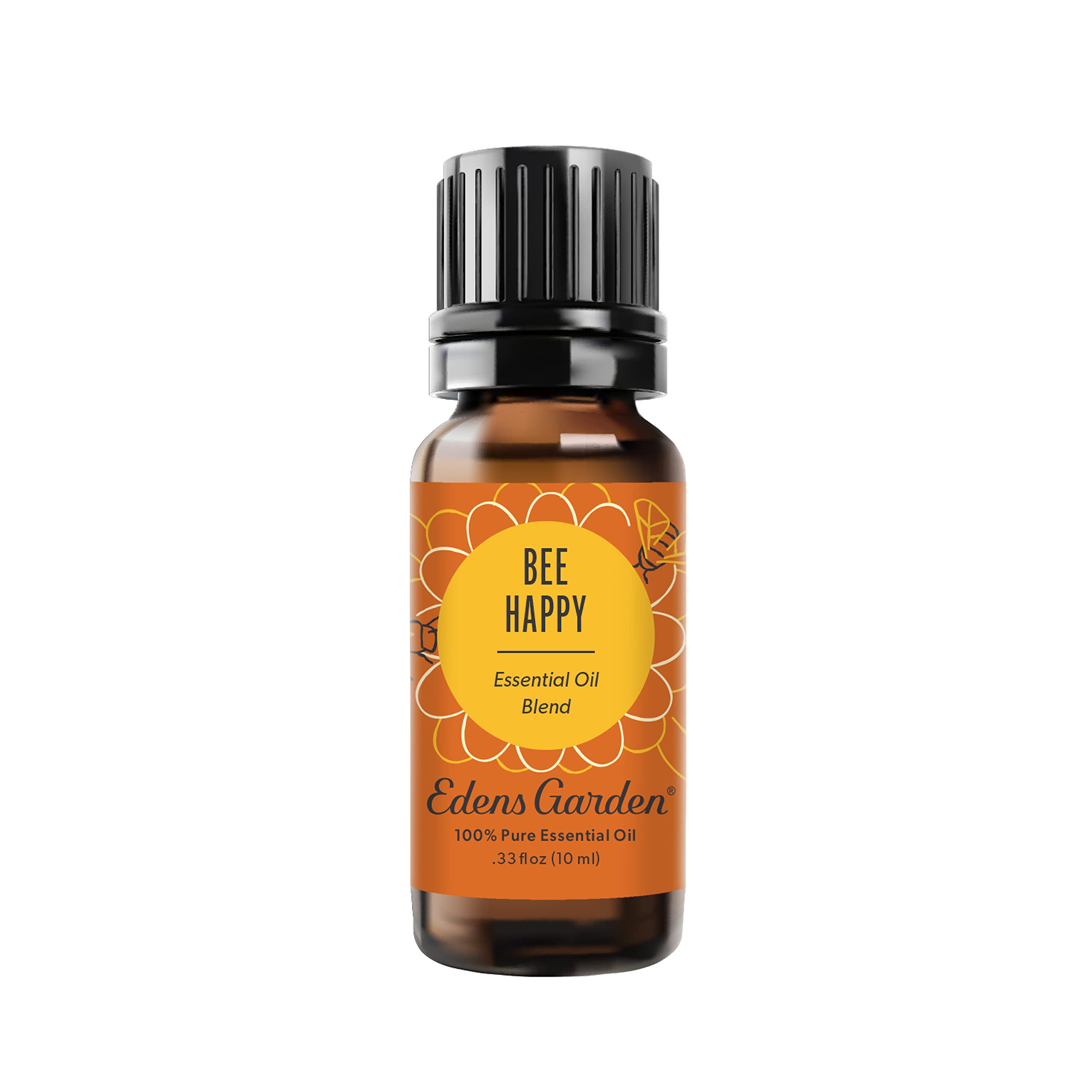 Bee Happy d’Edens Garden, bouteille 10 ml, parfum agrume-floral stimulant pour énergie.
