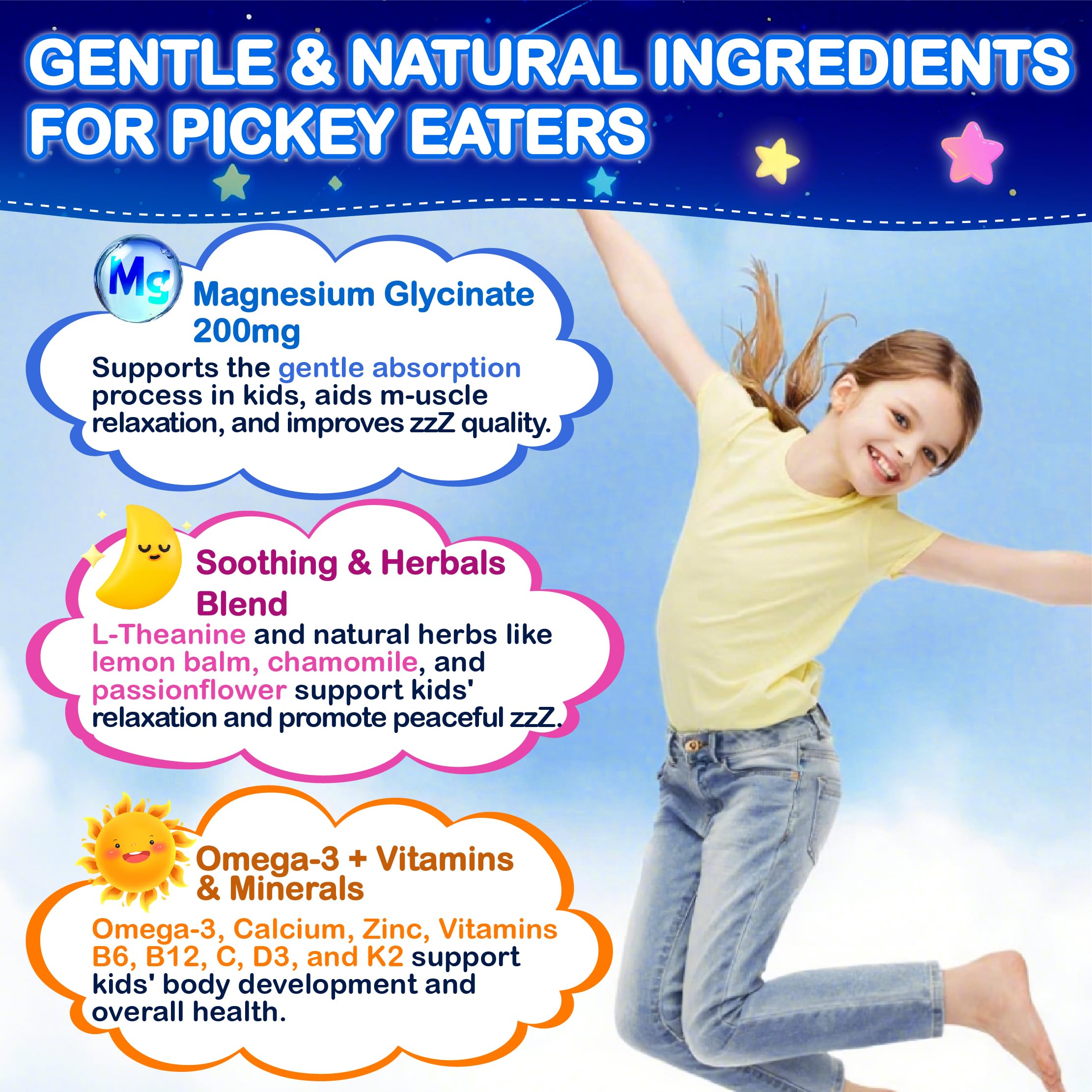 Edmmyliy Gommes Enfants Formule Vegan: sans produits animaux et sans allergènes.