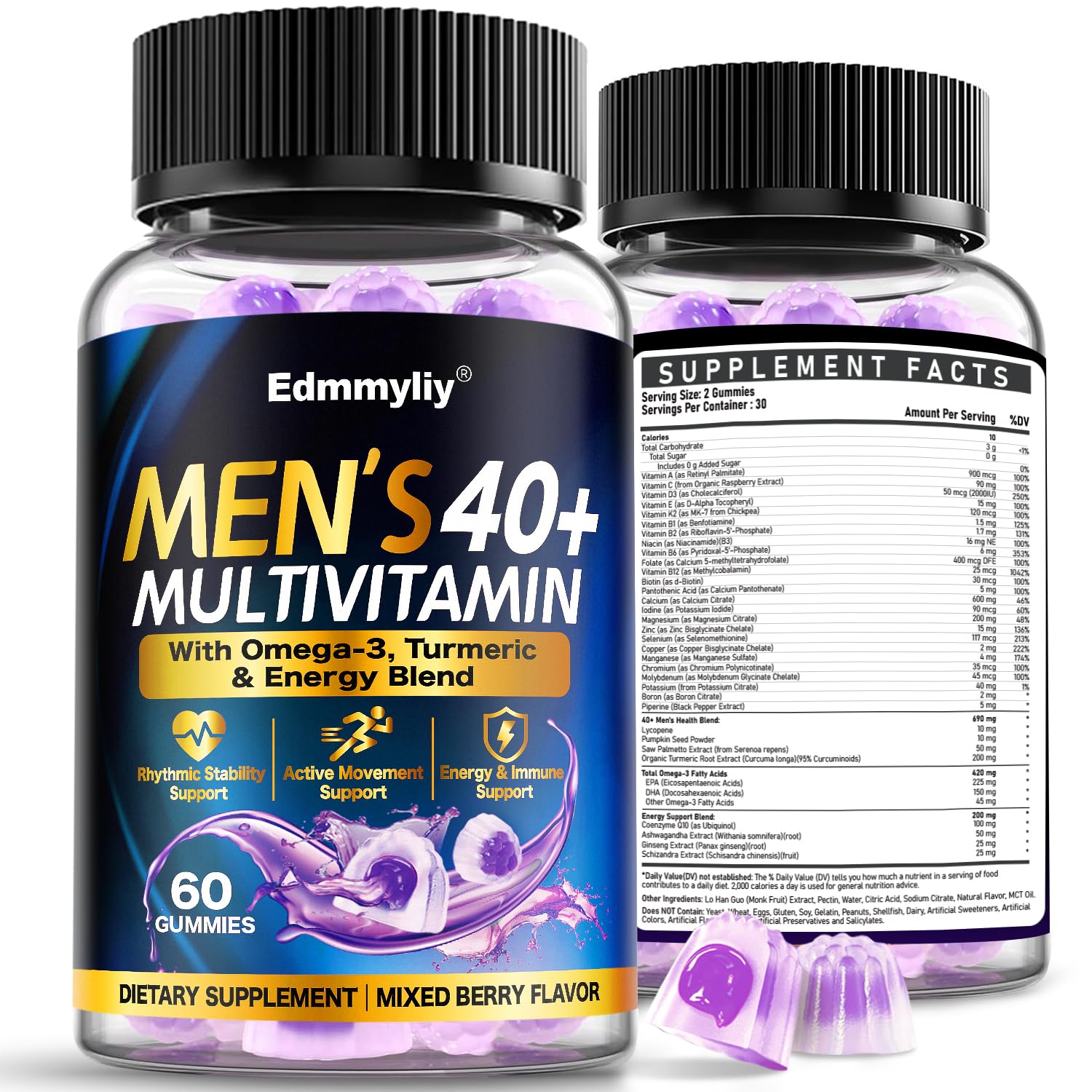 Gommes Edmmyliy pour hommes quarante-plus — énergie quotidienne et vitalité.