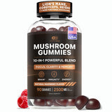 Gummies champignons Effective Nutra crinière de lion sur fond clair, soutien concentration et clarté.