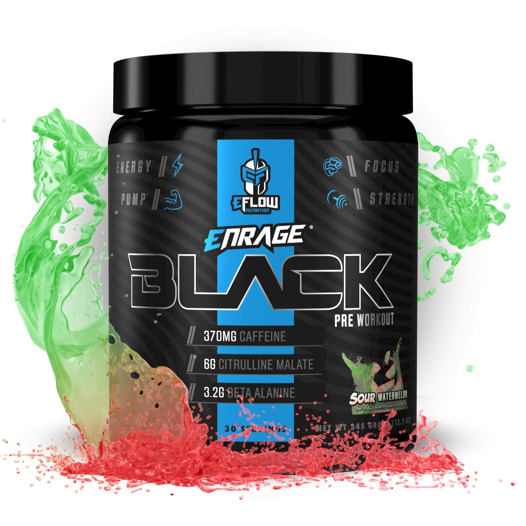 eFlow Nutrition Enrage Black poudre préworkout - énergie et concentration pour l'entraînement