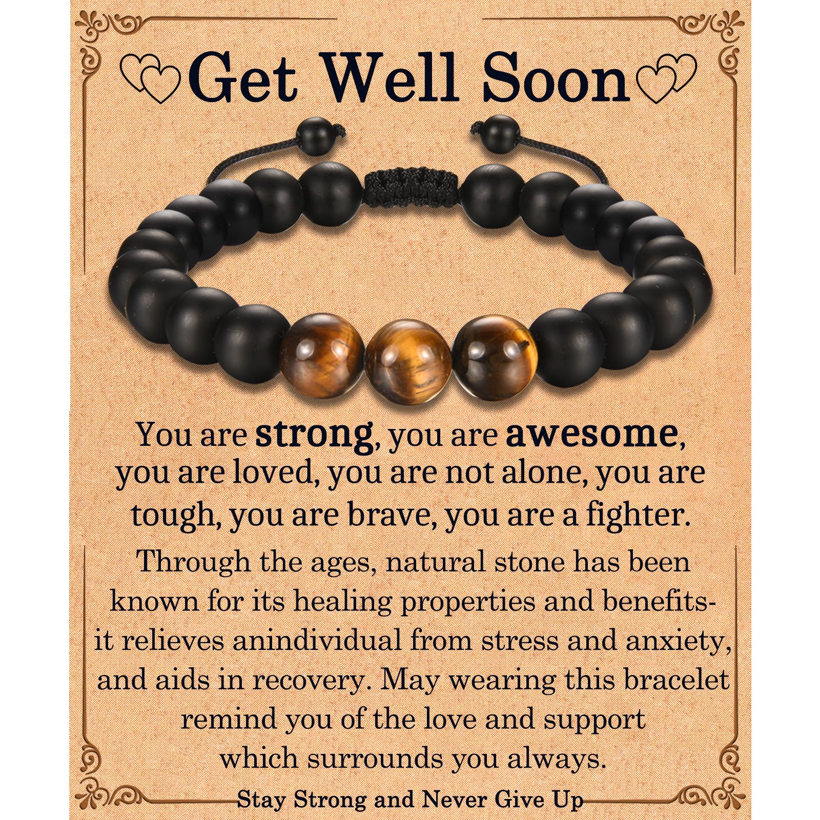 Bracelet EFVISD rétablissement en agate noire, apporte calme et motivation