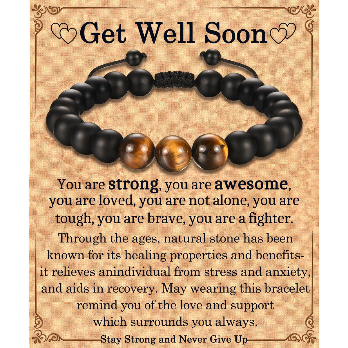 Bracelet EFVISD rétablissement en agate noire, apporte calme et motivation