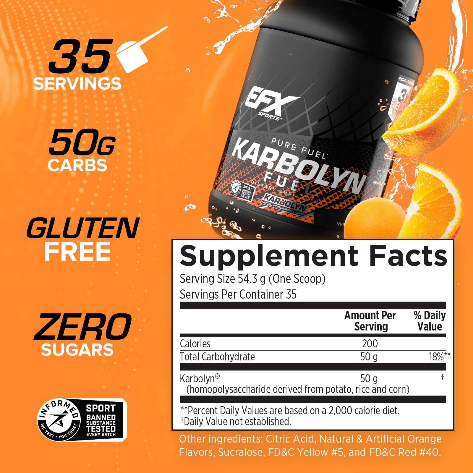 EFX Karbolyn Fuel: dose orange facilitant le chargement rapide des glucides