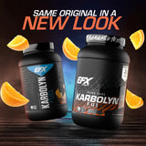 EFX Karbolyn Fuel: étiquette orange indiquant la composition sans stimulants