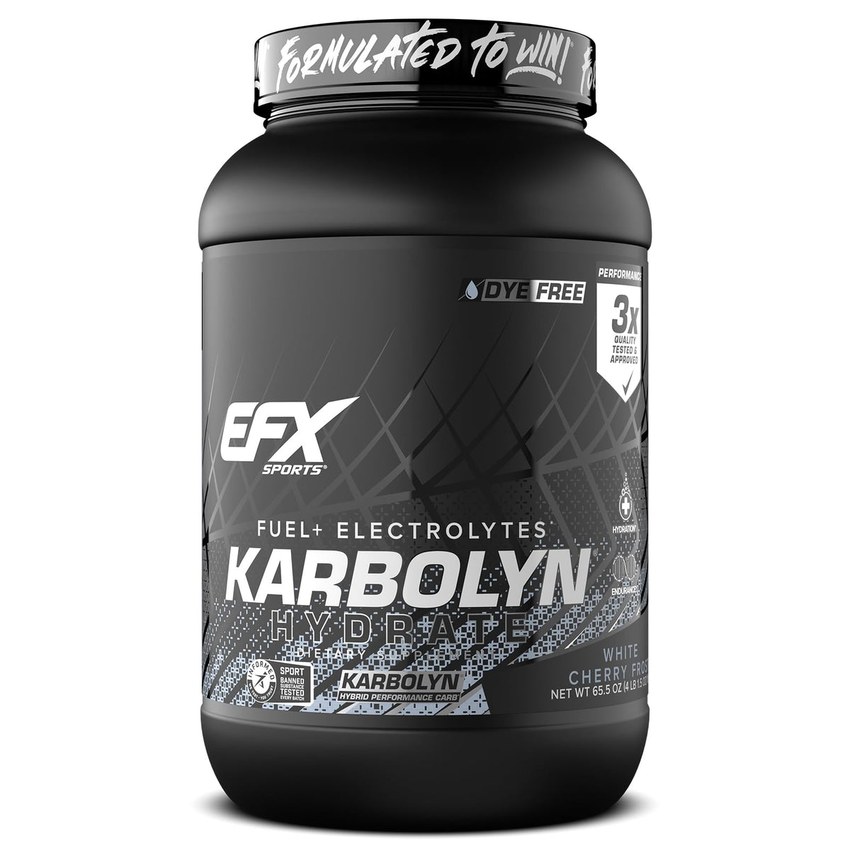 Bouteille Karbolyn Hydrate EFX Sports, prête à hydrater rapidement pendant l’entraînement.
