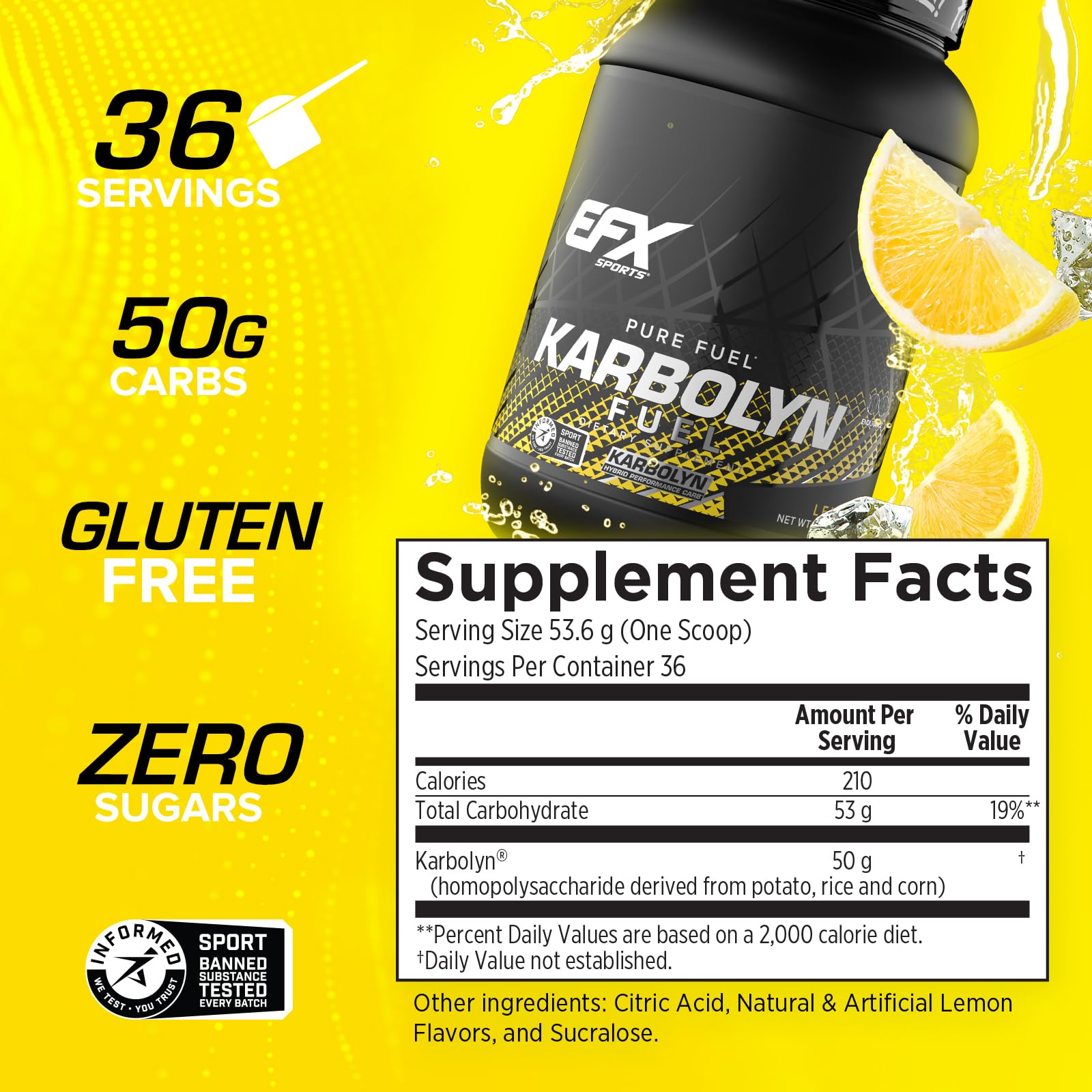 Karbolyn Fuel arôme citron glacé, flacon attrayant, goût frais pendant l’effort.