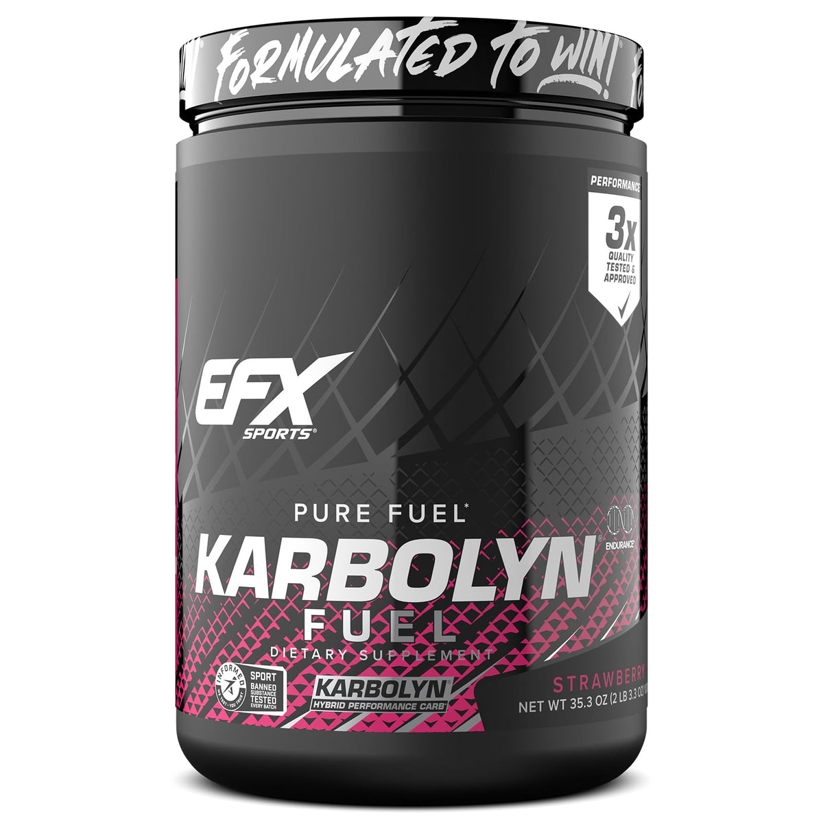EFX Sports Karbolyn Fuel, bouteille fraise pour énergie rapide et durable avant l'entraînement