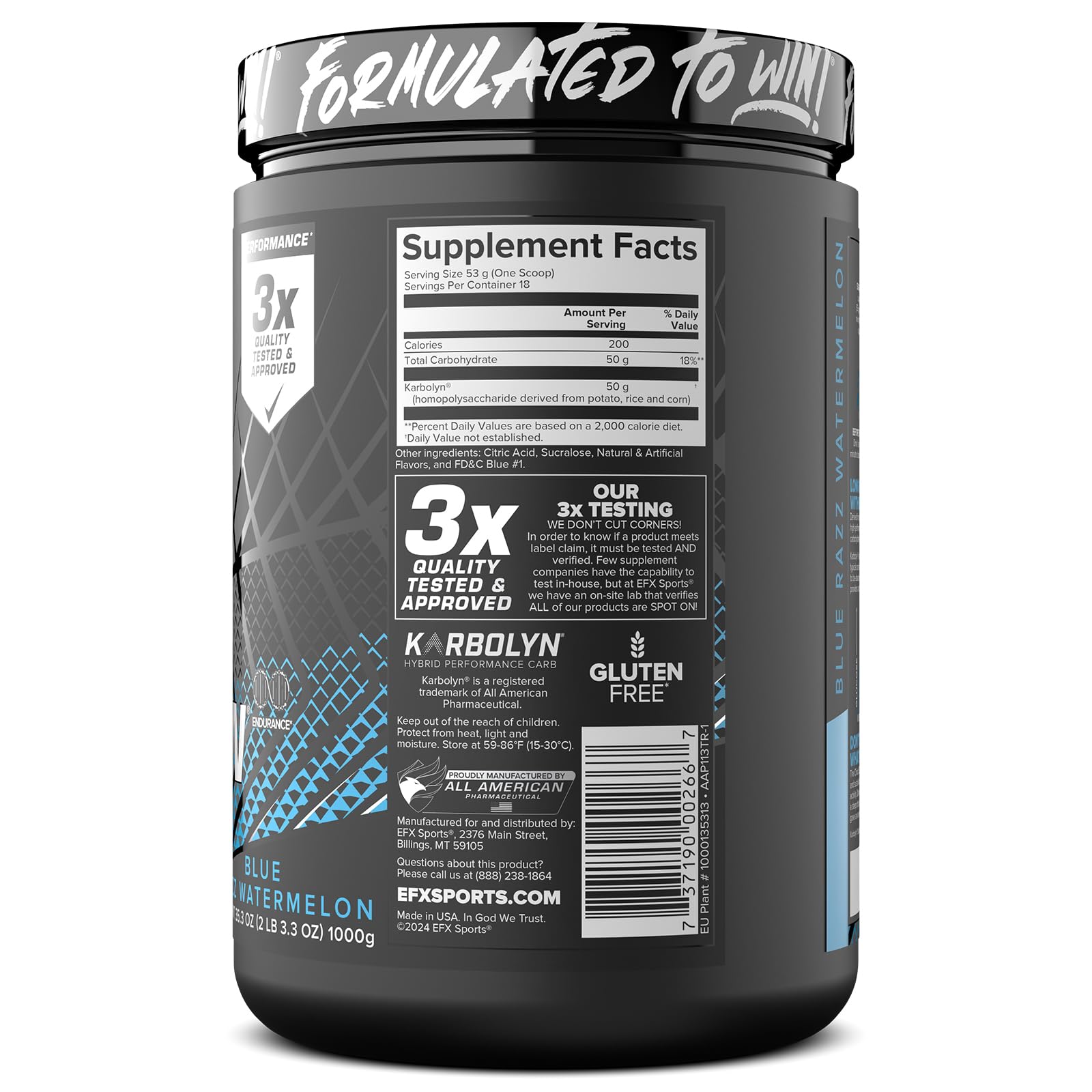 EFX Sports Karbolyn Fuel – contrôles qualité en trois étapes garantissant fiabilité.