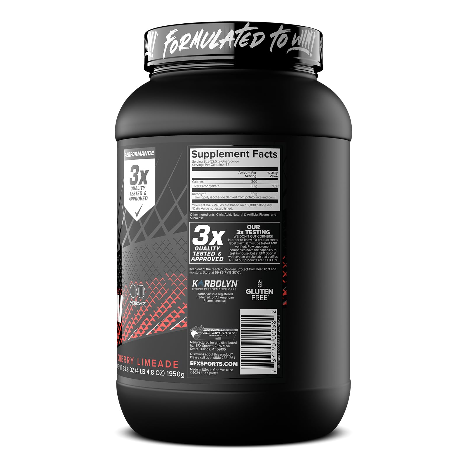 EFX Sports Karbolyn Fuel : énergie soutenue et pompe possible après l'effort.