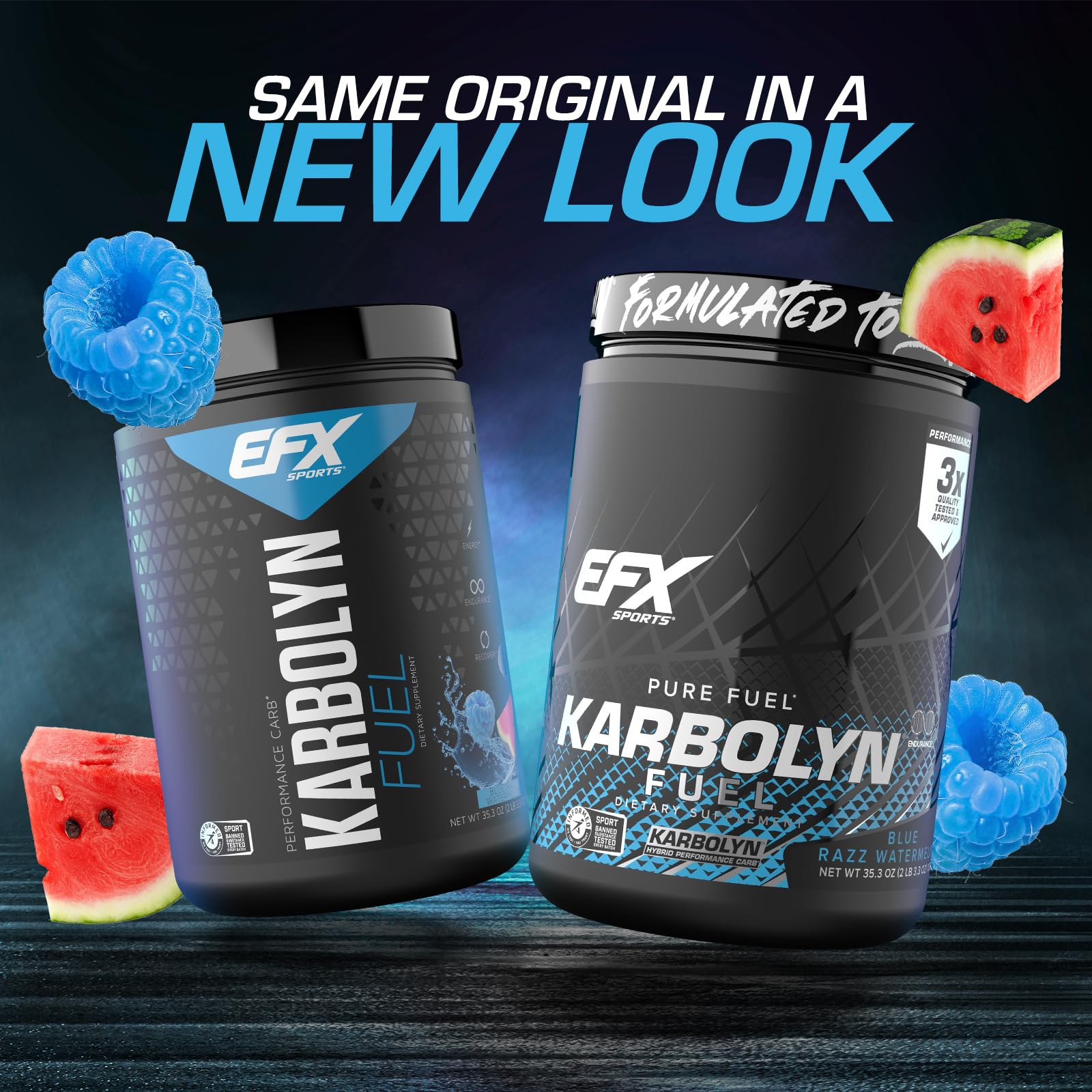 EFX Sports Karbolyn Fuel – arôme bleu framboise-pastèque, énergie soutenue sans lourdeur.
