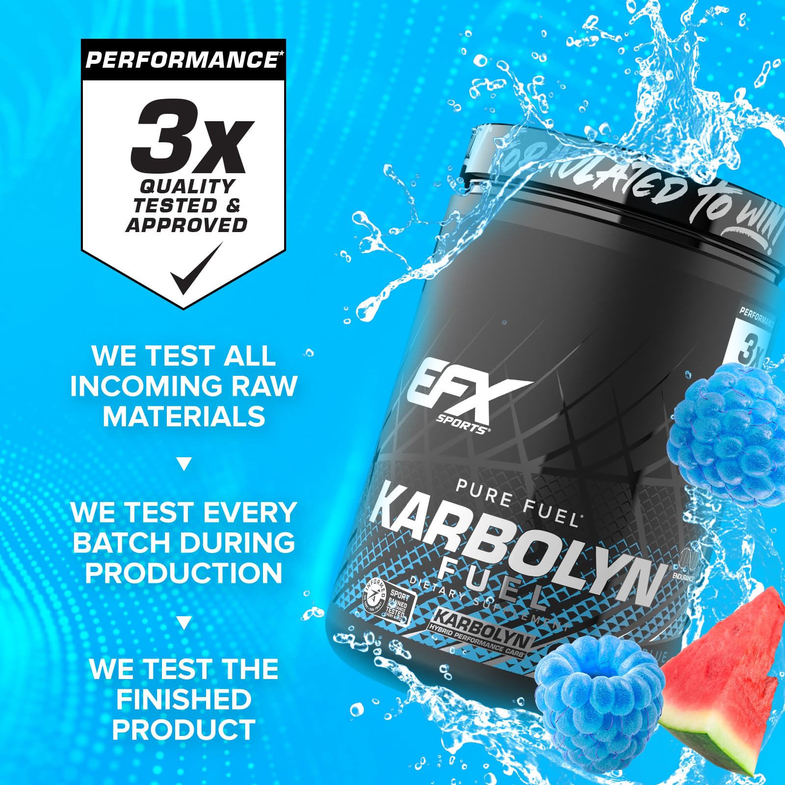 EFX Sports Karbolyn Fuel – absorption rapide pour recharger les muscles sans crash.