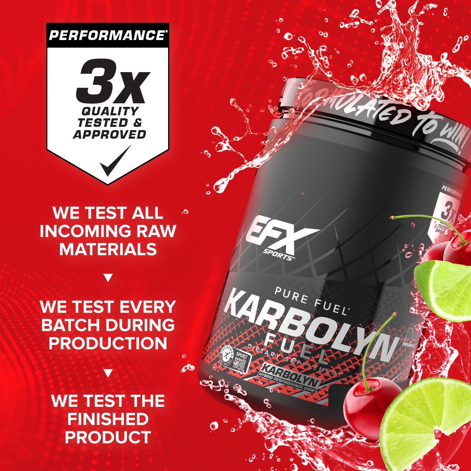 EFX Sports Karbolyn Fuel - mélange rapide avec eau pour énergie pré-entraînement durable