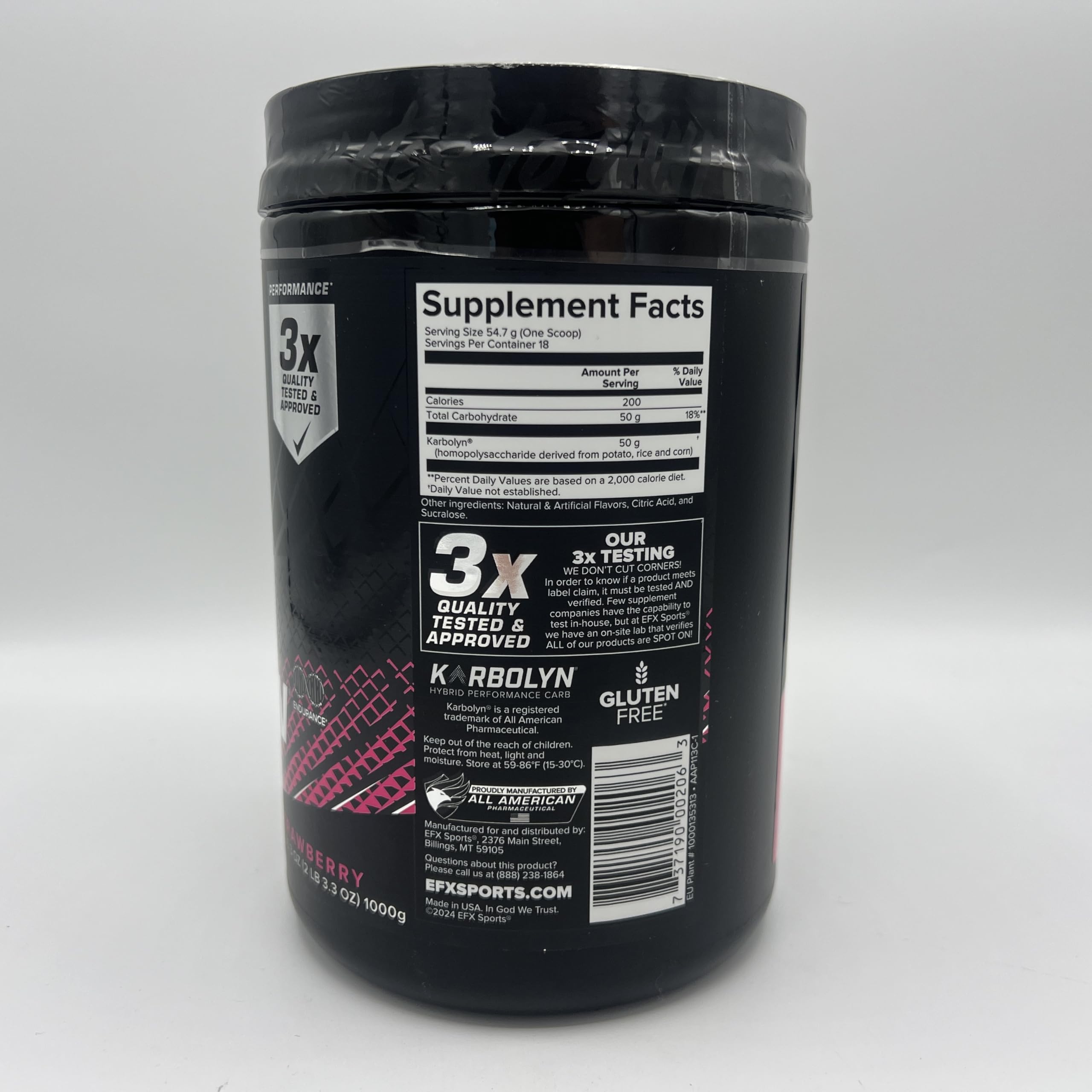 EFX Sports Karbolyn Fuel, idéal avant l’entraînement pour énergie soutenue