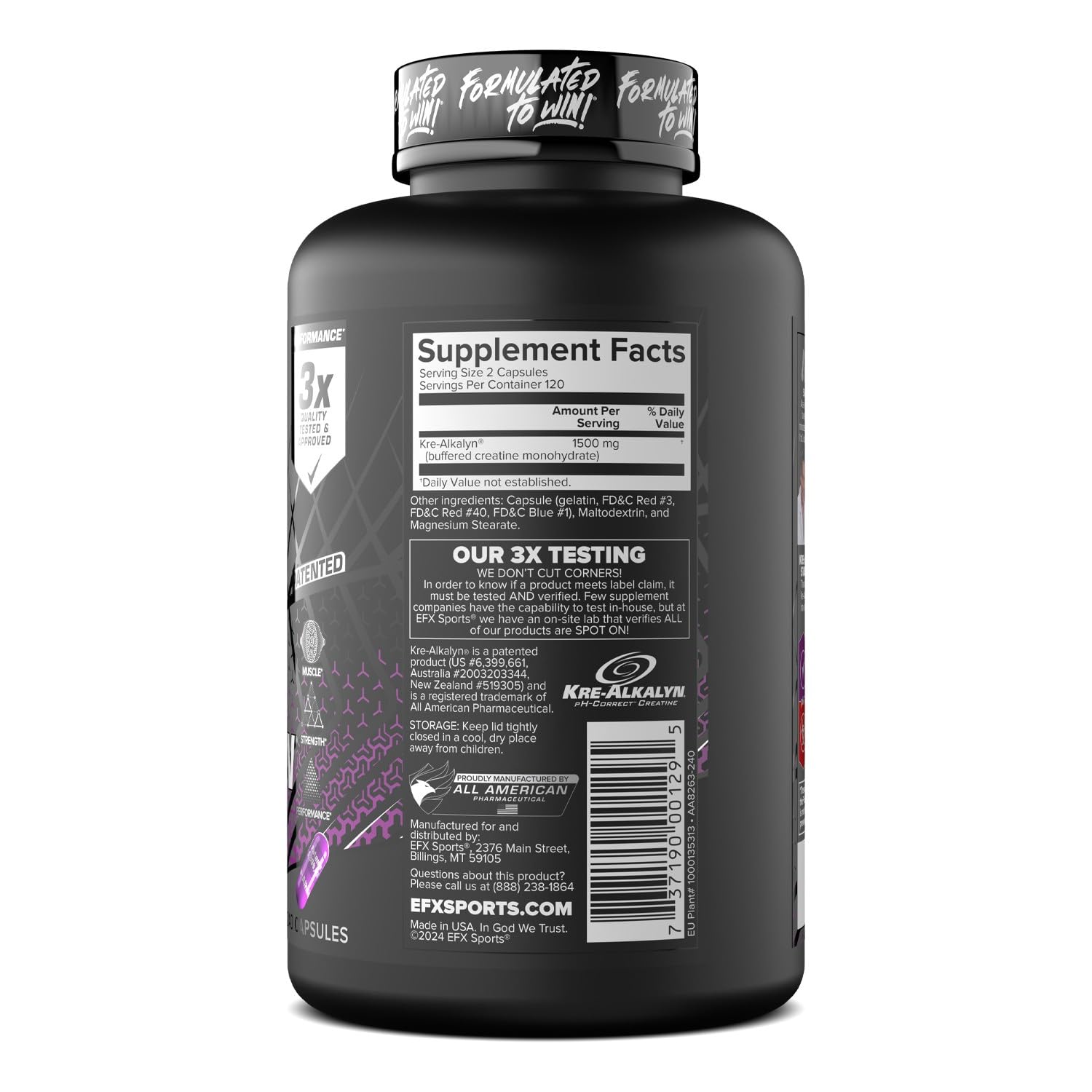 Flacon Kre-Alkalyn EFX et capsules symbolisant simplicité et fiabilité