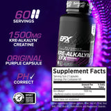 EFX Kre-Alkalyn EFX – Étiquette lisible avec dosage recommandé.