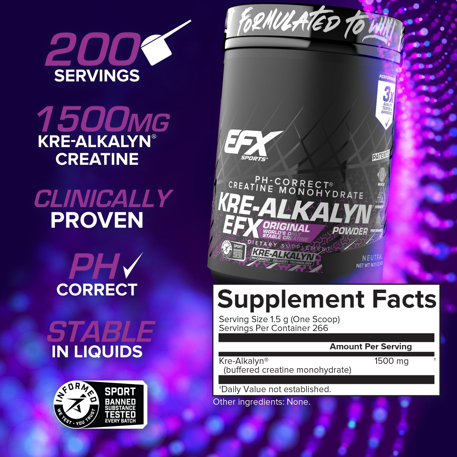 Kre-Alkalyn EFX Poudre se mélange rapidement dans l’eau.