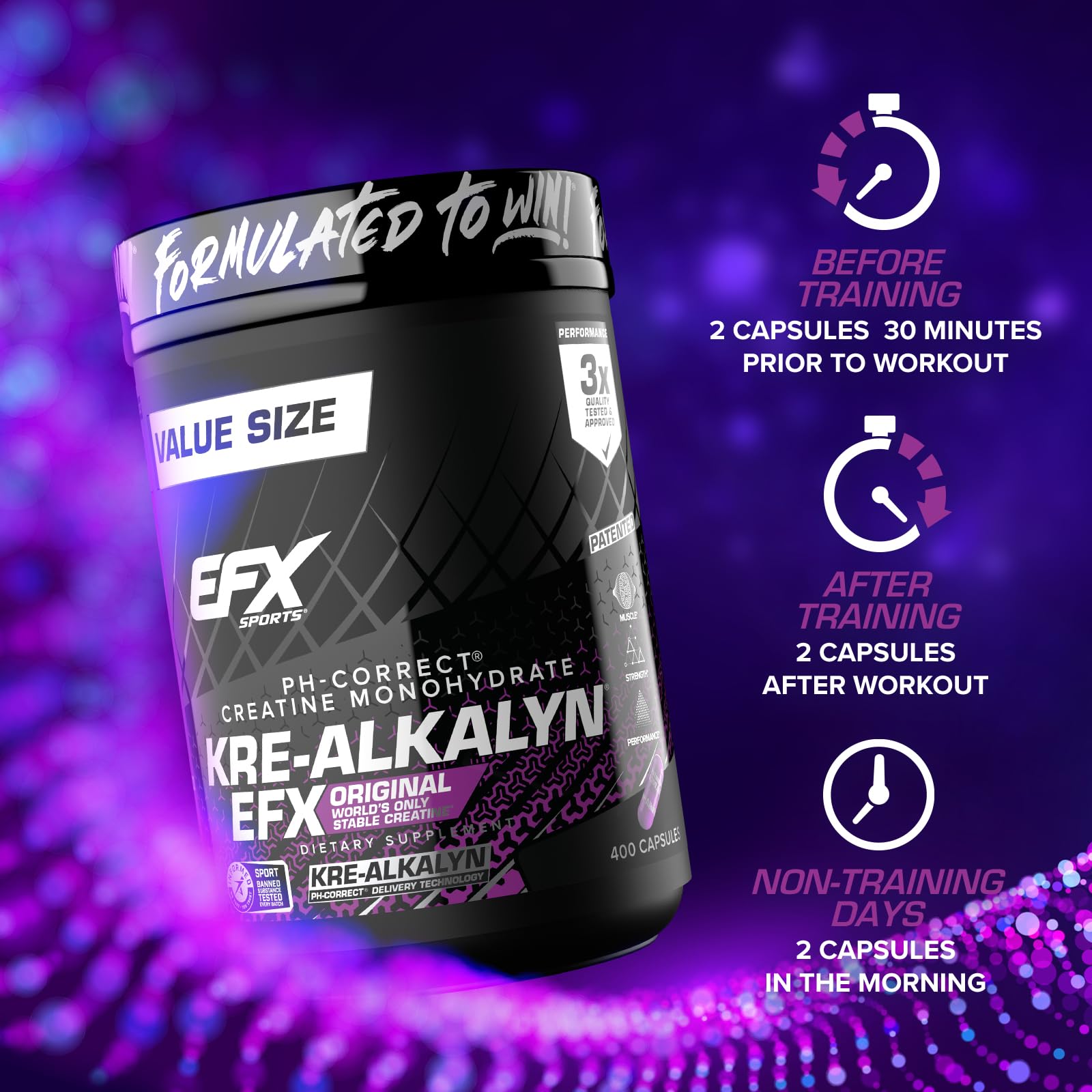 Kre-Alkalyn EFX pour les séances de musculation et endurance.