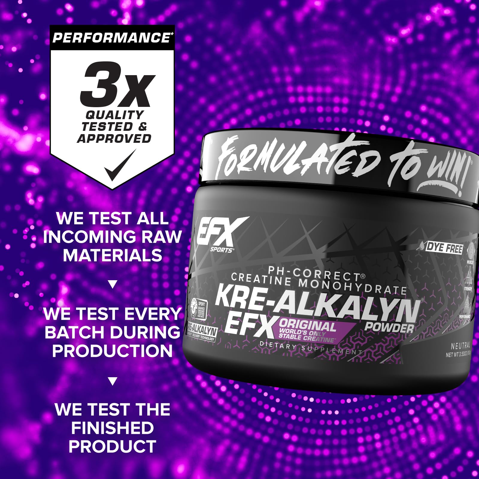 Étiquette certifiée Informed Sport sur Kre-Alkalyn EFX.