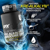 Étiquette claire Kre-Alkalyn Hardcore affichant les informations clés