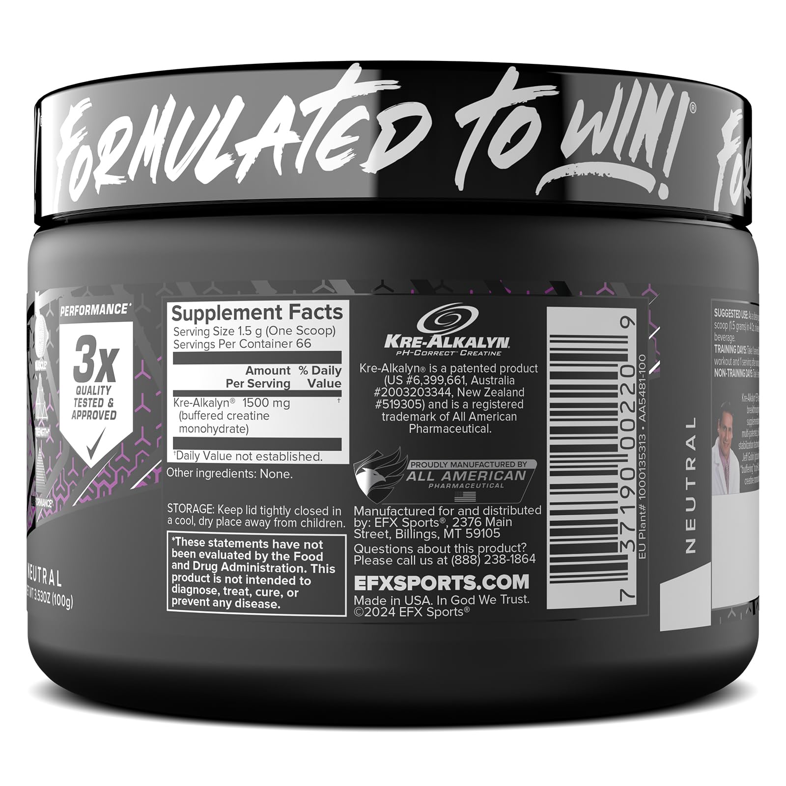 Usage quotidien pratique de Kre-Alkalyn EFX après les séances.