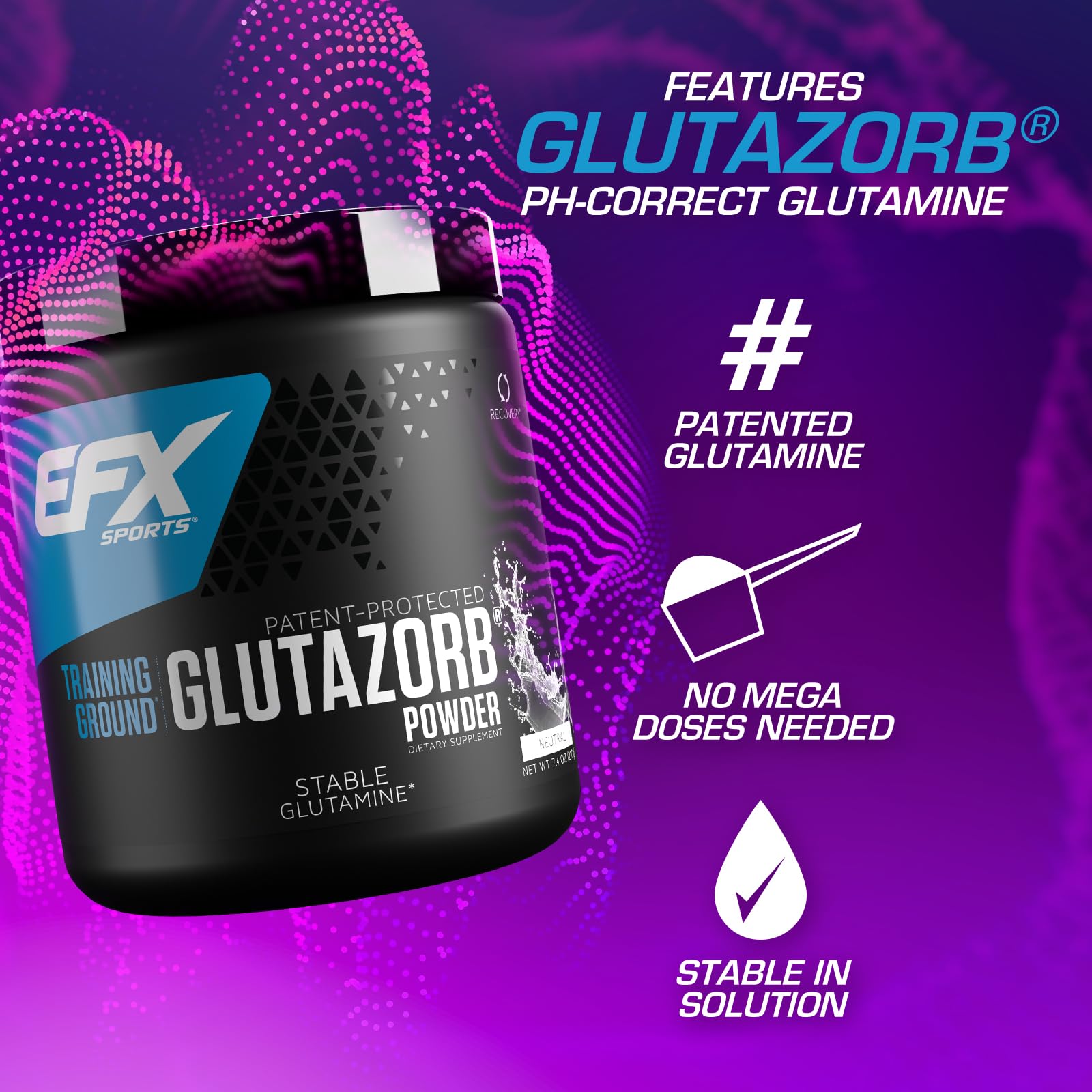 Étiquette et emballage clair de Glutazorb montrant les informations de qualité