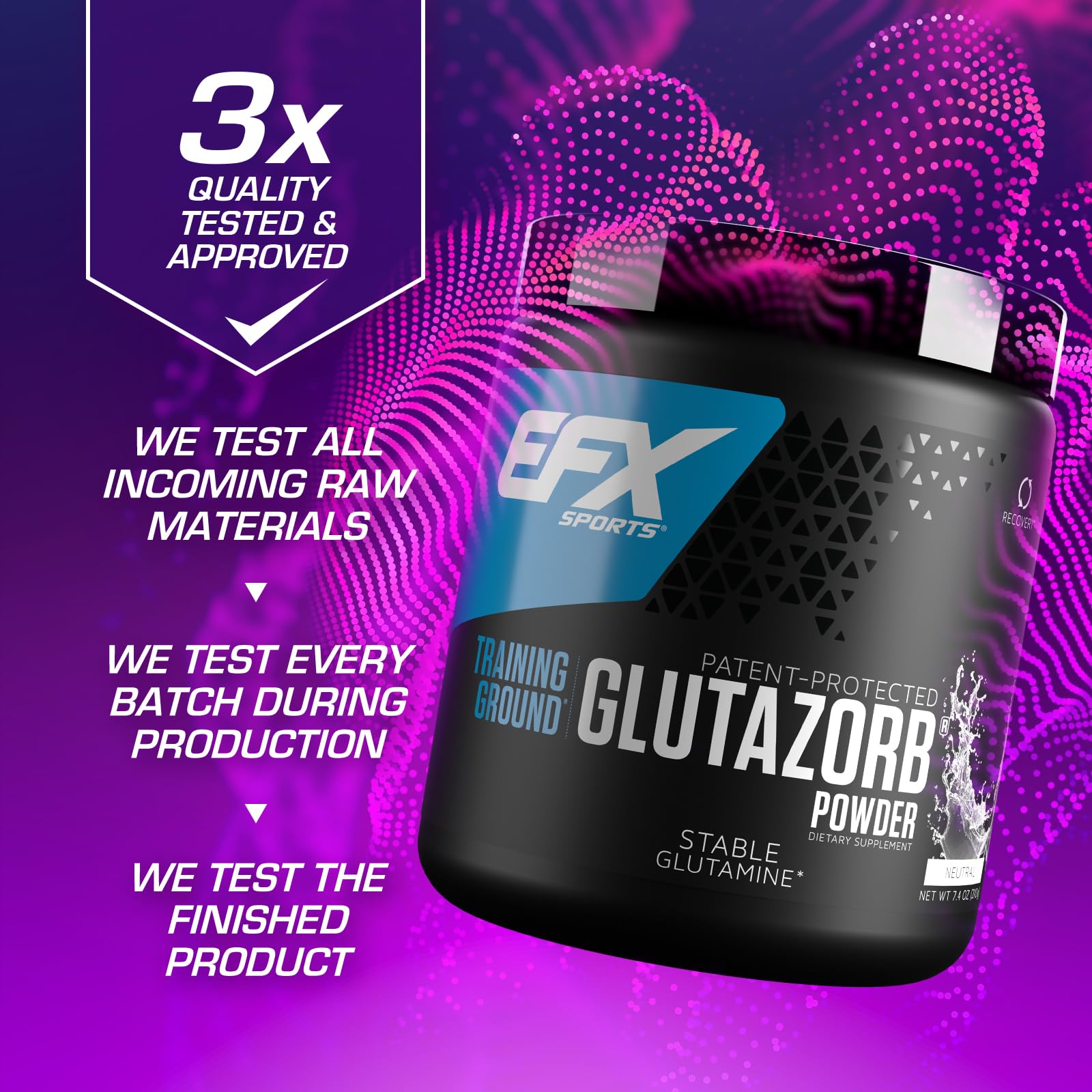 Étiquette présentant la technologie GlutaZorb et les avantages potentiels du produit