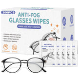 Eglagen lingettes anti-buée pour lunettes, pratique paquet de 200, sans résidu