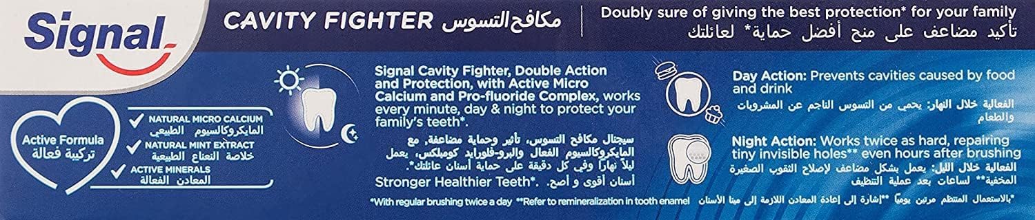 Éléments actifs Signal dentifrice: micro-calcium et fluorure pour soutenir l’émail
