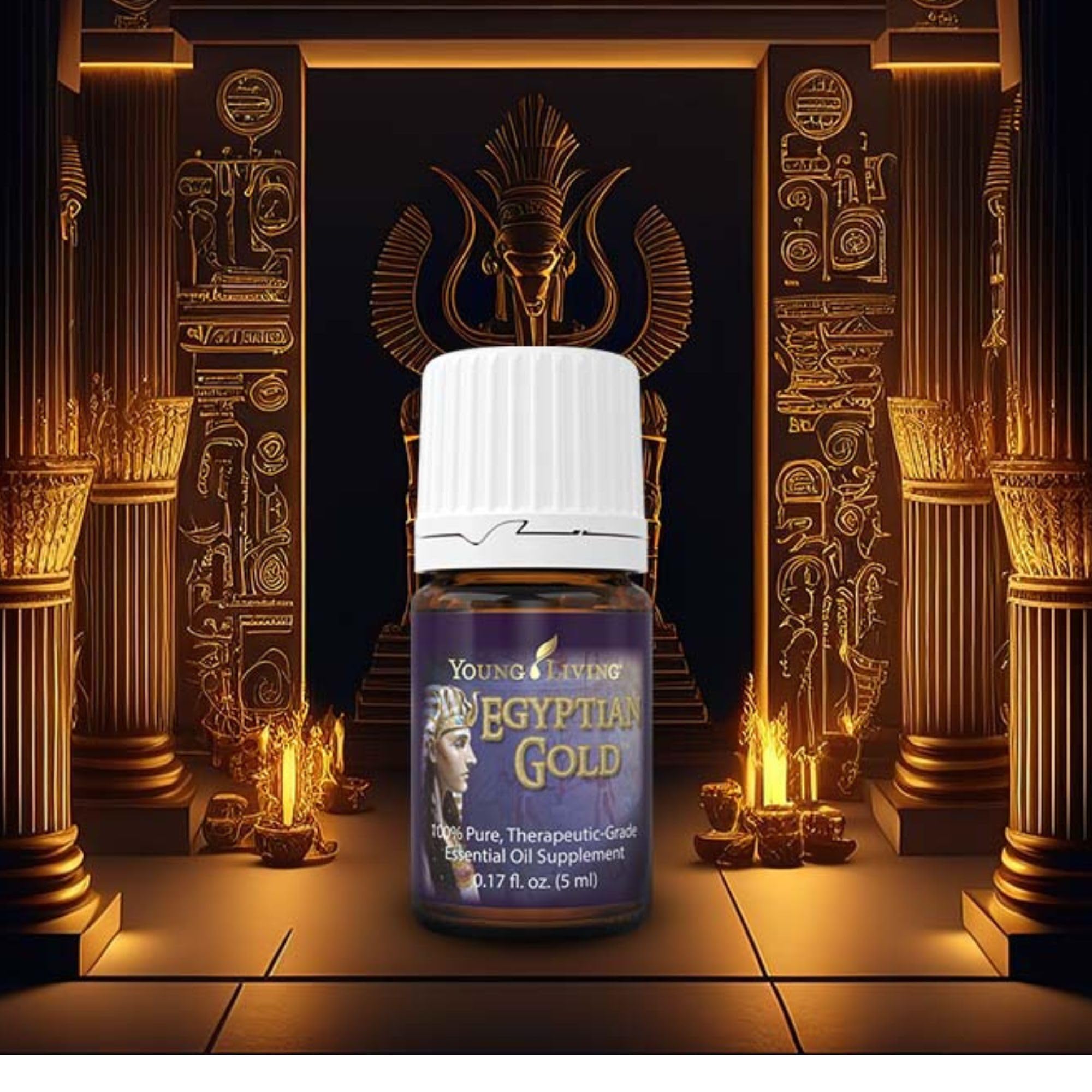 Goutte pipette sur peau avec Egyptian Gold pour aromathérapie