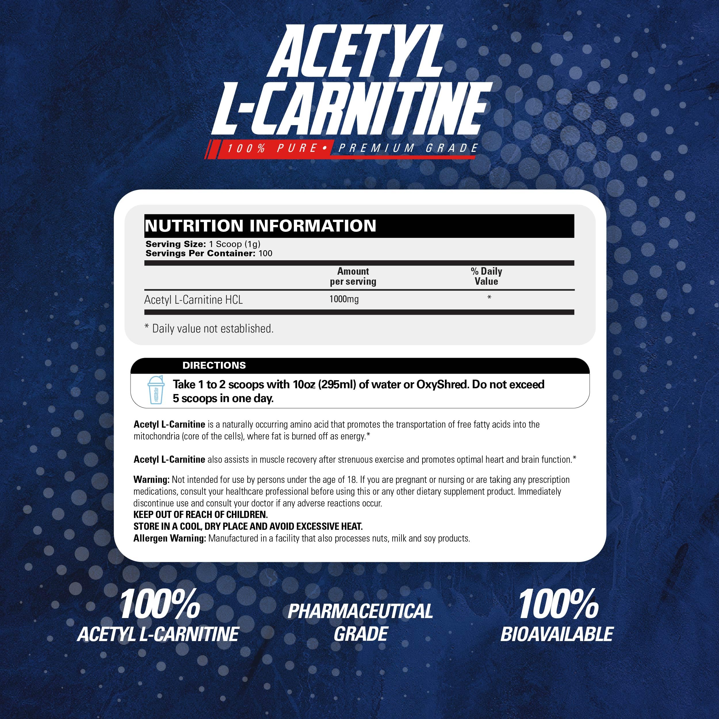 Doseur intégré montrant le dosage précis de la poudre Acétyl L-Carnitine.