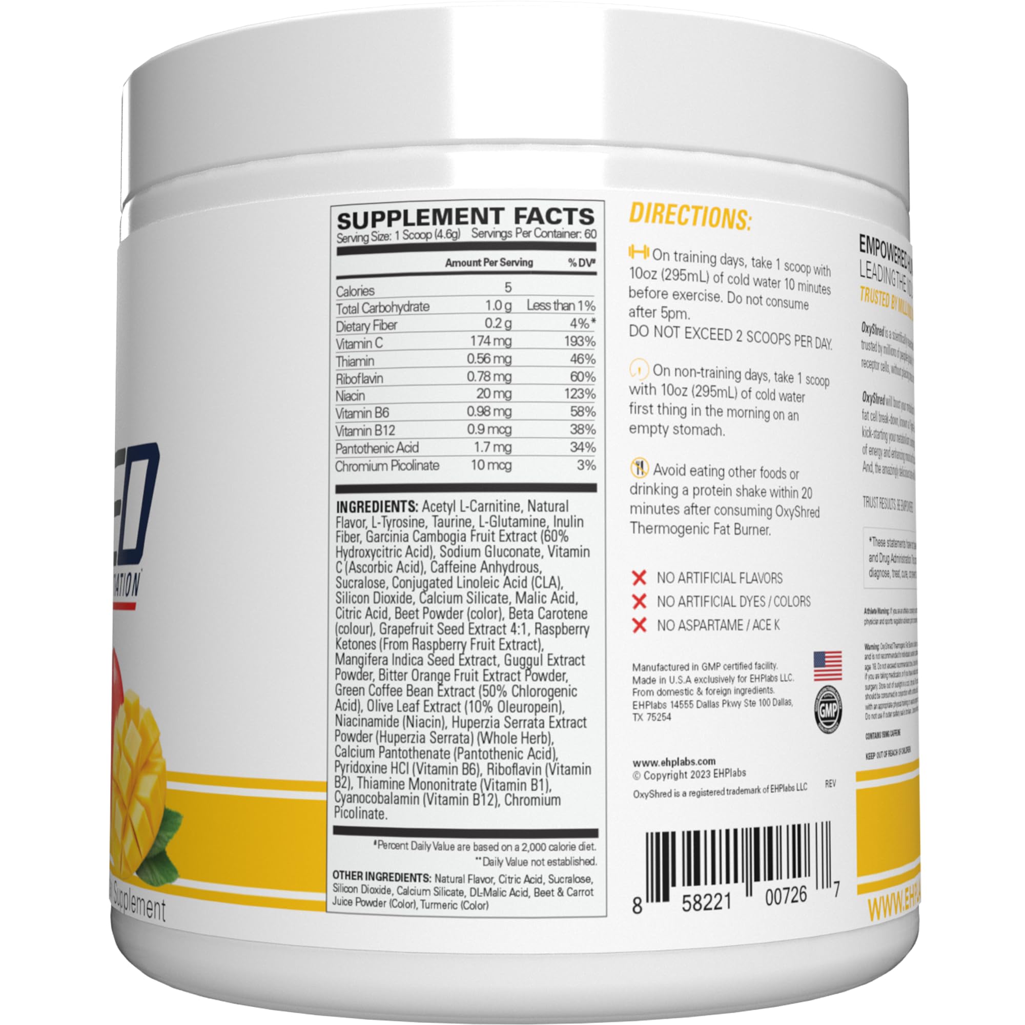 OxyShred EHP Labs arôme mangue, goût rafraîchissant